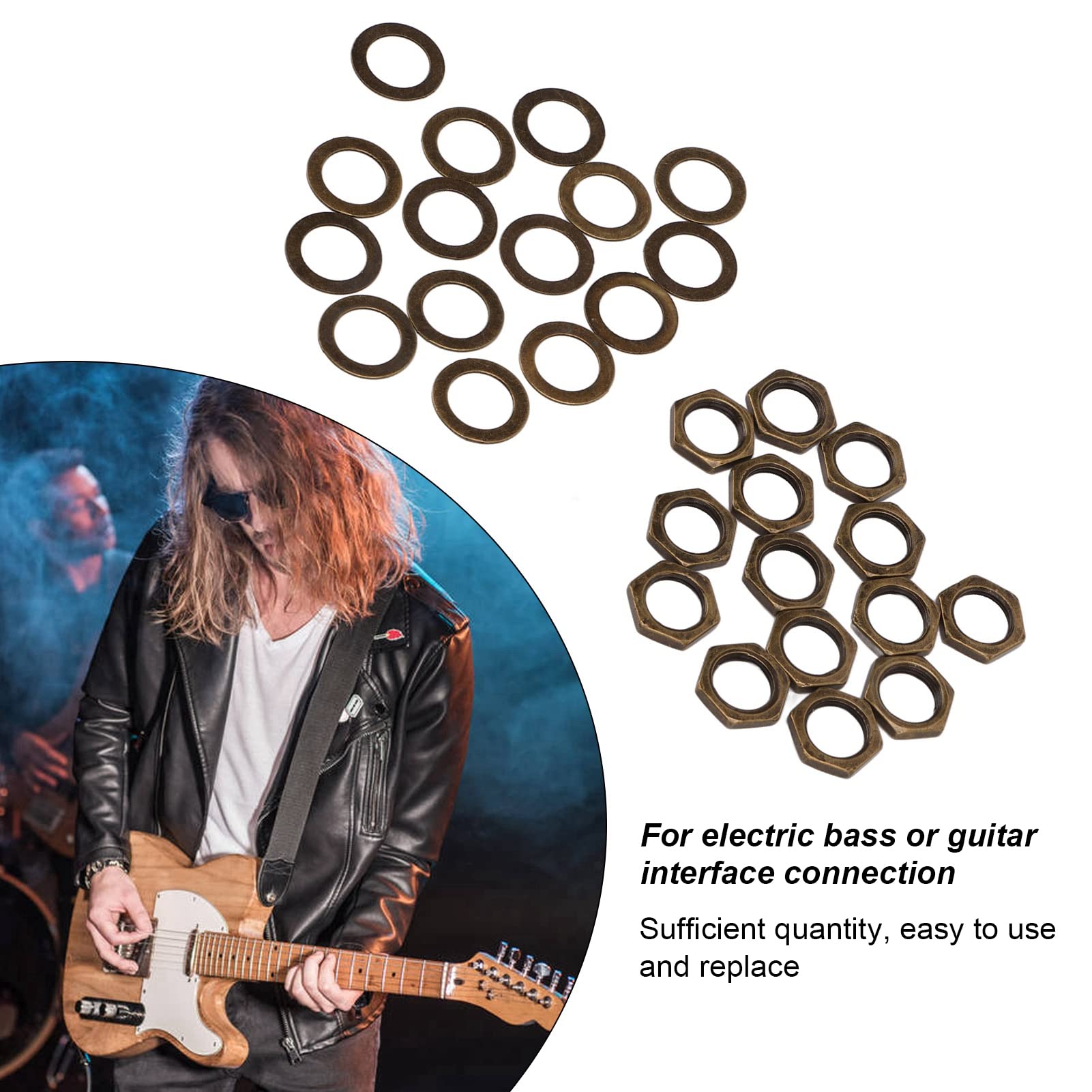 Kit De 12 Écrous Et Rondelles Pour Guitare Électrique - Pièces De Remplacement Pour Prise Jack Et Potentiomètres