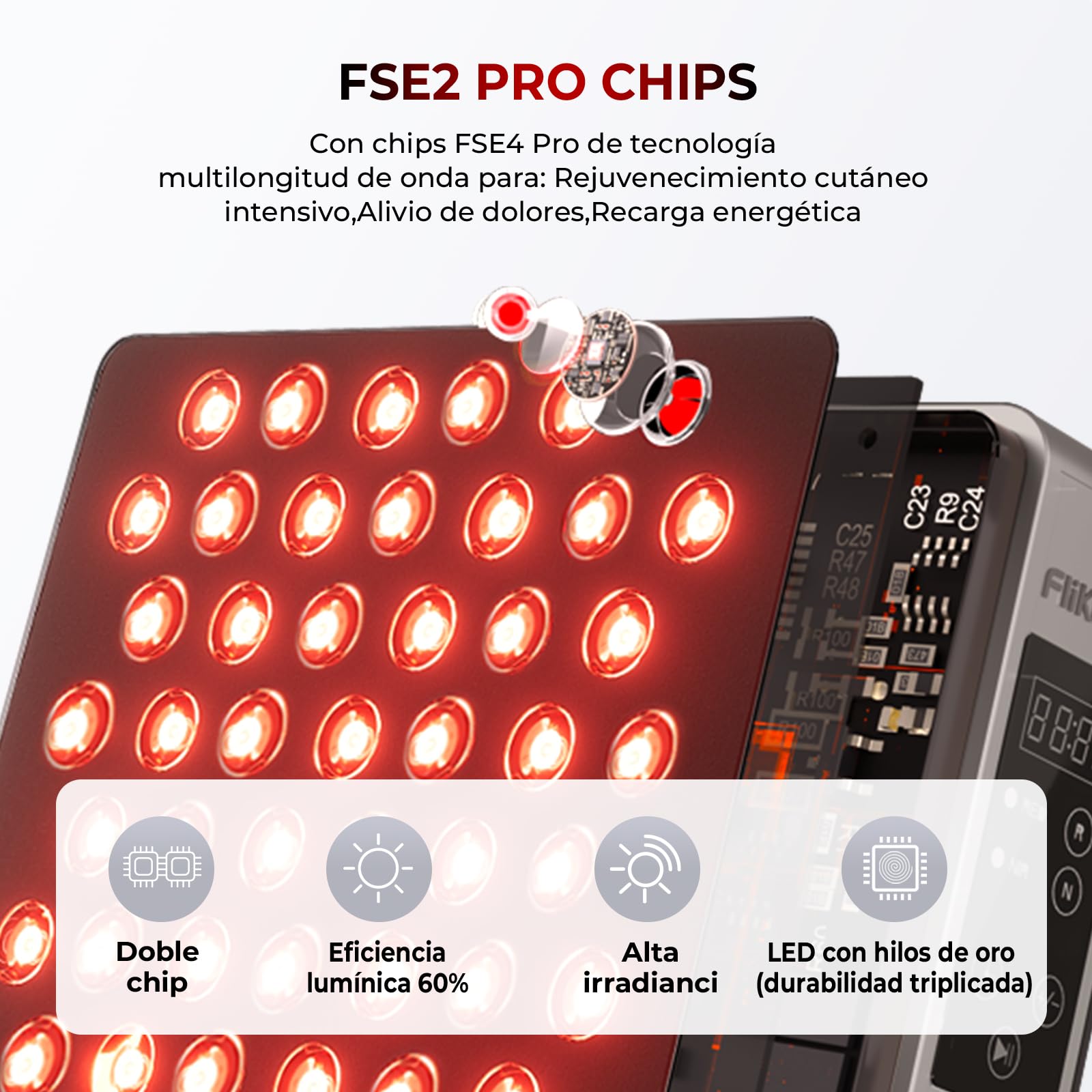 FliKEZE Panel de Luz Roja de 78 LEDs con 2 Chips, Lámpara Infrarroja con Temporizador y Soporte Ajustable 180°, Rendimiento Ideal para Uso Familiar y Deportivo