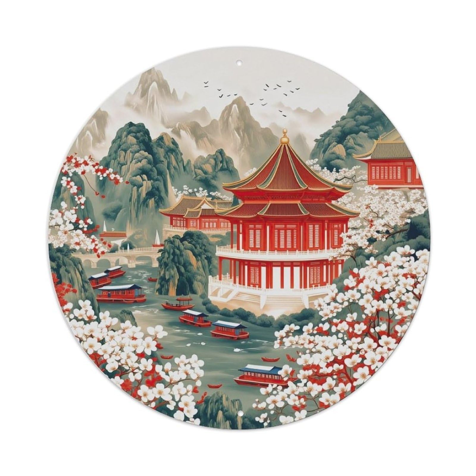 Traditional Chinese Landscape Painting Metal Tin Sign