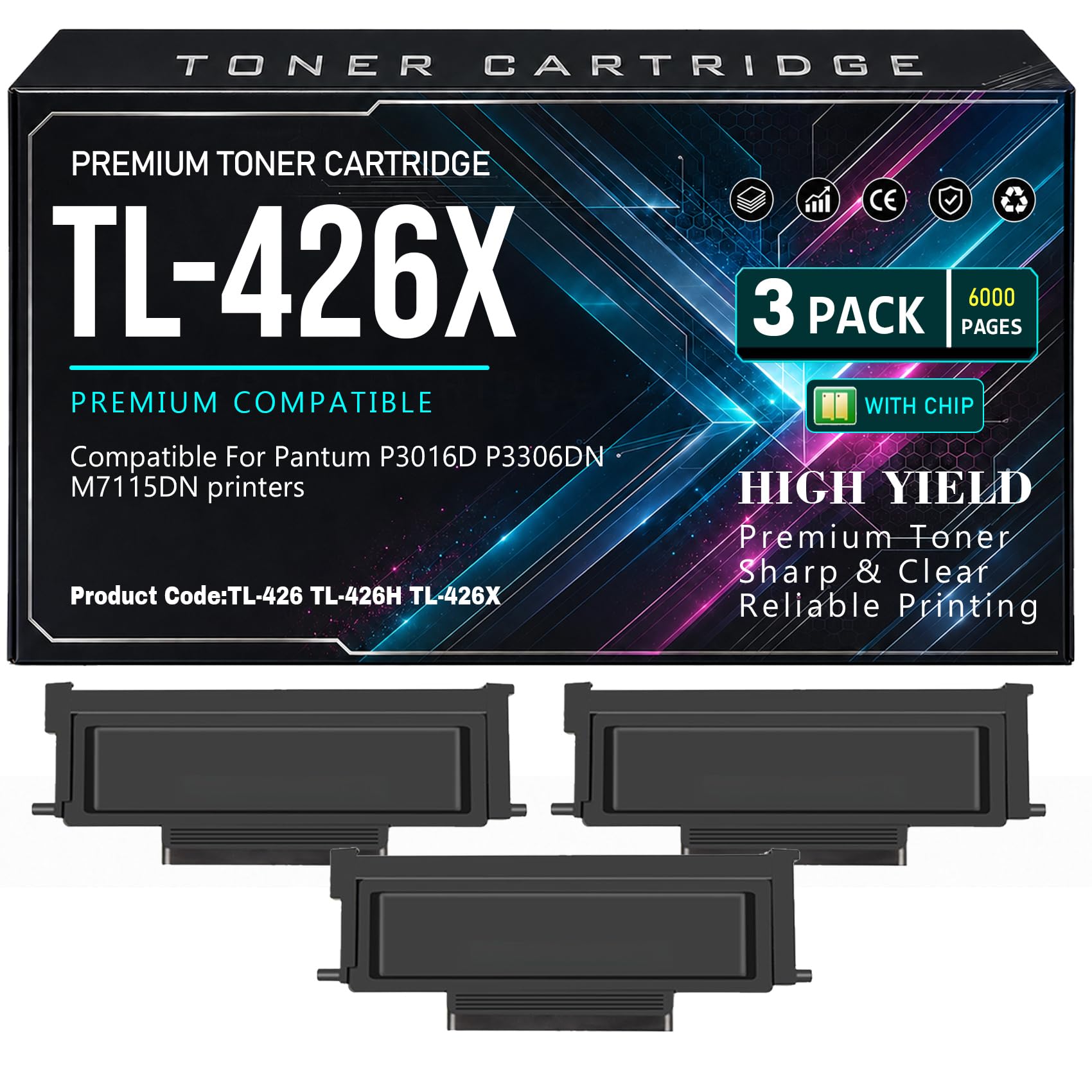 Cartucce toner nere TL-426X per stampanti P3016D e P3306DN Con chip