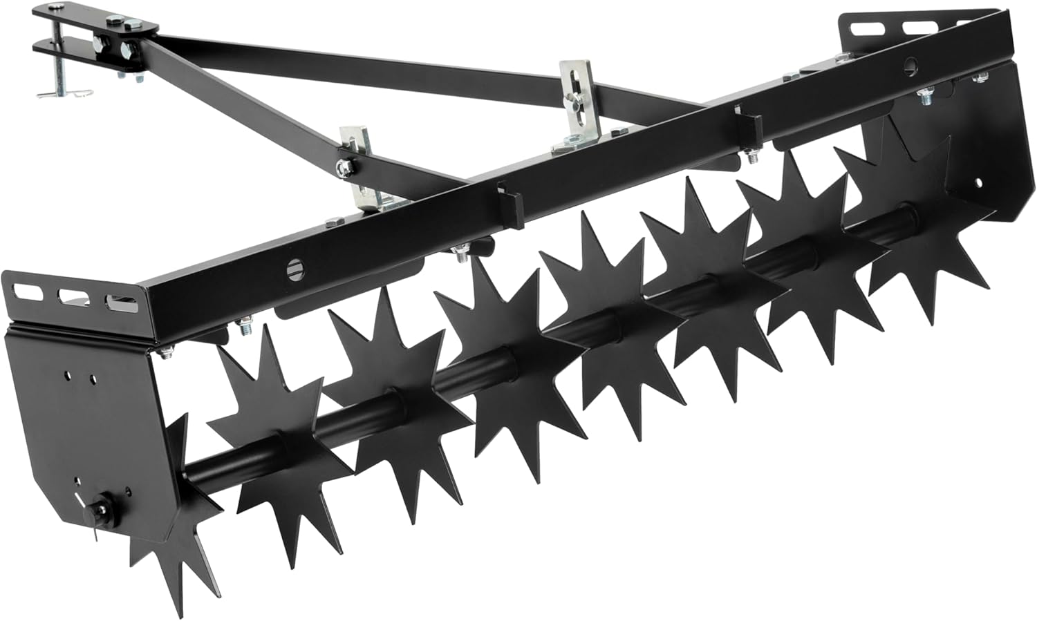 32" Tow Behind Spike Aerator Featuring 8 Spikes, Hitch Pin Attachment Fits Lawn Tractors, ZTRs, ATVs, Soil Aerator for Lawns, Gardens and Farms