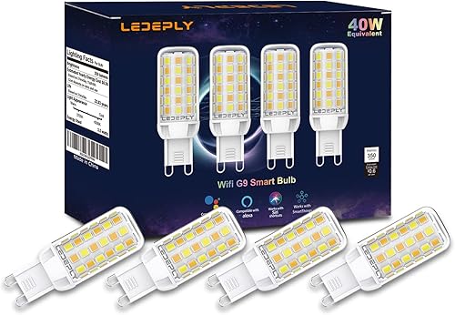 Bombilla inteligente WiFi G9, 3.5 W  40 W, compatible con Alexa Google Home, regulable, blanco sintonizable (2700 K-6500 k), control remoto de