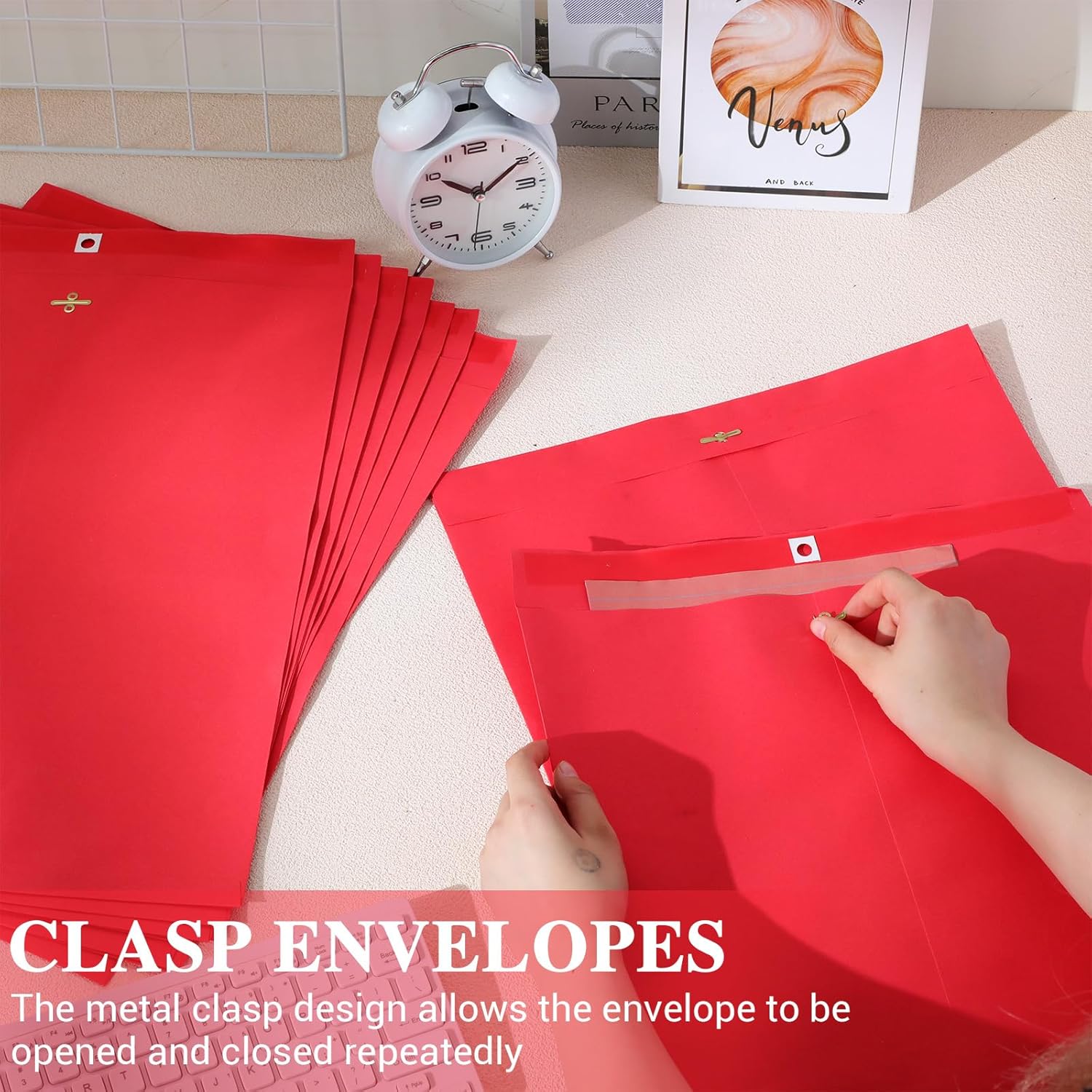 Feifeiya 40 Pcs Extra Large Mailing Clasp Envelopes 14 x 18 Inch Jumbo Kraft Catalog Manila Envelope with Clasp Closure for Oversized Big Document Office Home Business School Storing Mailing(Red)