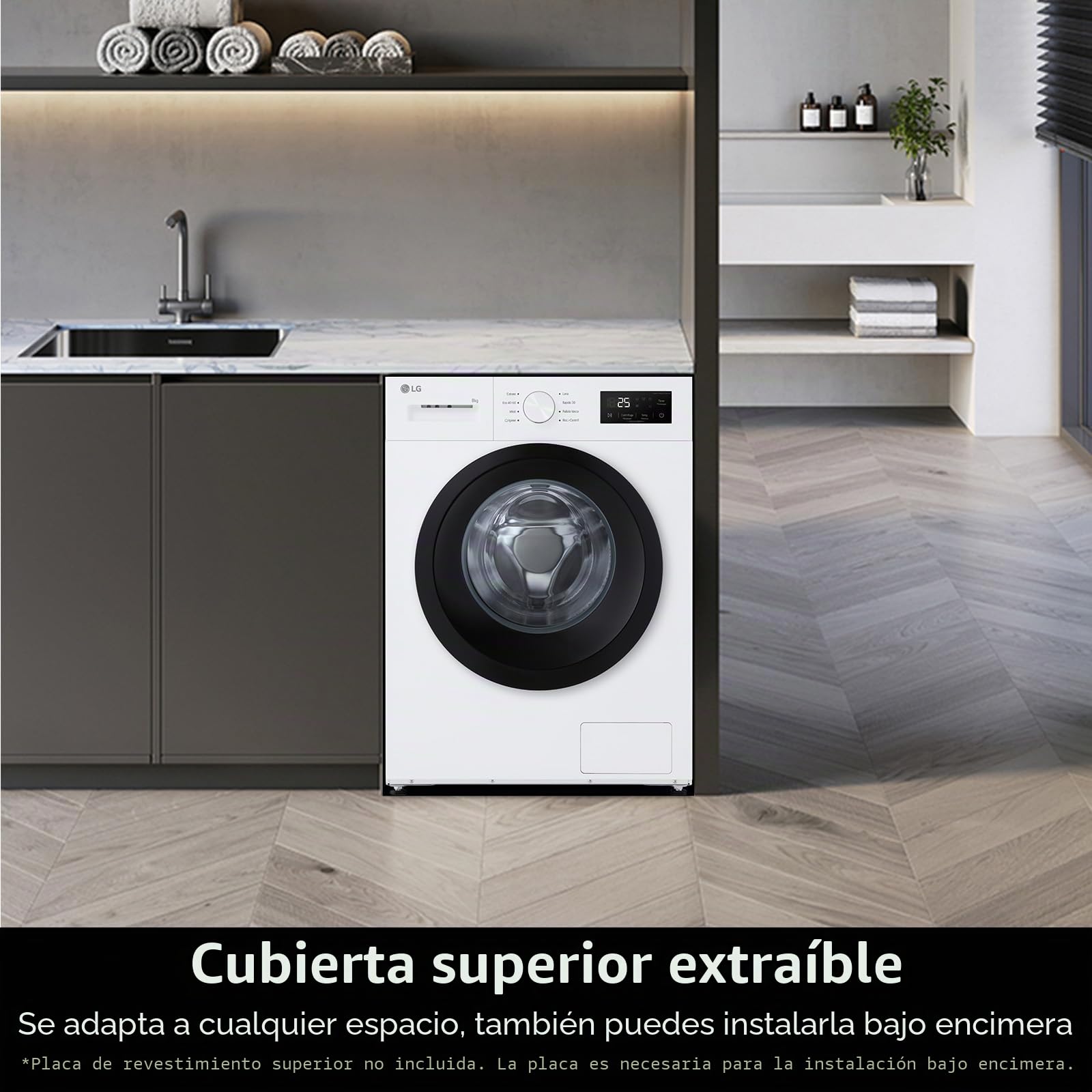 LG F4NA10S8NWK Lavadora Slim 8 kg Carga frontal Serie A1 Clase A 1400 revoluciones Programa Higiene con Vapor Parte Superior Desmontable Independiente Diseño Simple Blanco