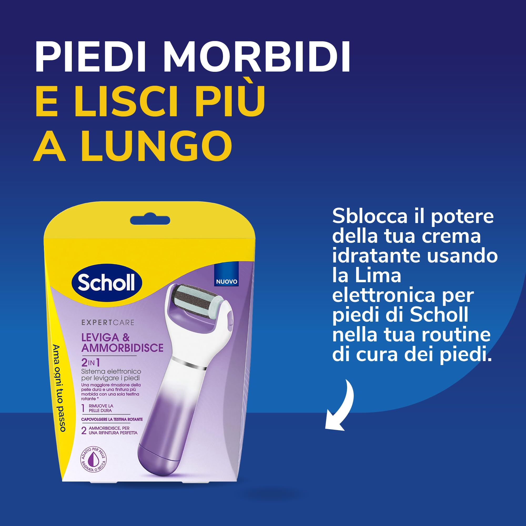 Dr. Scholl's Crema Rigenerante Pelle Secca, Crema Piedi ad Assorbimento Rapido, Azione Esfoliante e Idratante per Pelle Liscia e Rivitalizzata, 60ml