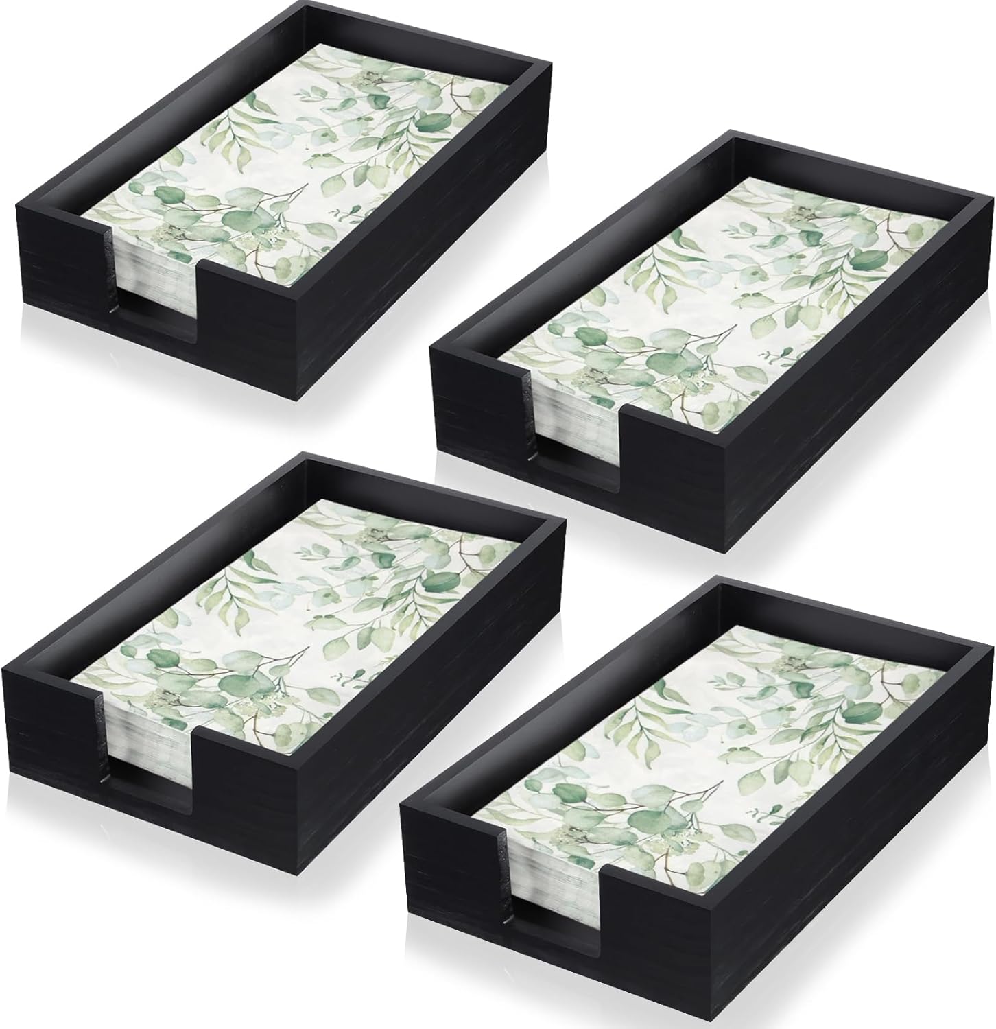 Amazon.com: Layhit 4 Pack Black Wooden Napkin Holder Guest Towels ...