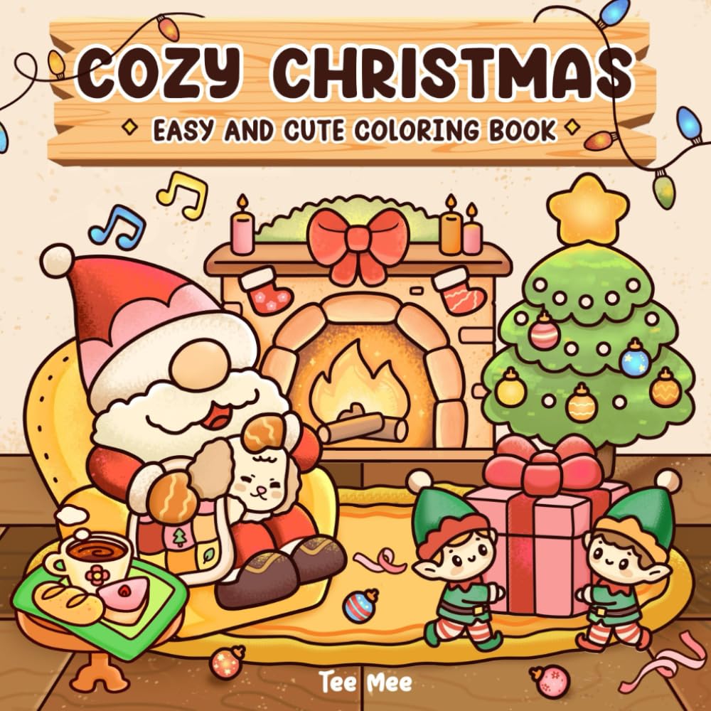 Cozy Christmas Coloring Book: Bold and Easy Hygge Designs for Adults and Teens Featuring Cute Comfy Holiday Scenes for Relaxation