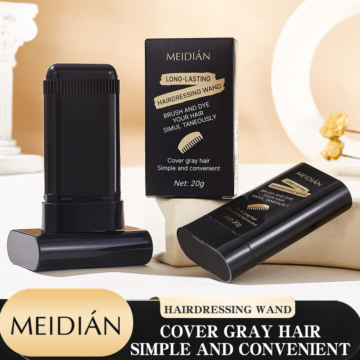 Hair Dye Concealer Stick, Instant Gray Root Coverage Hair Color Touch up Stick, Waterproof Sweat-Proof Long Lasting Temporary Hair Dye, Portable for Travel Daily Use (5Pack-(03#Coffee Color))