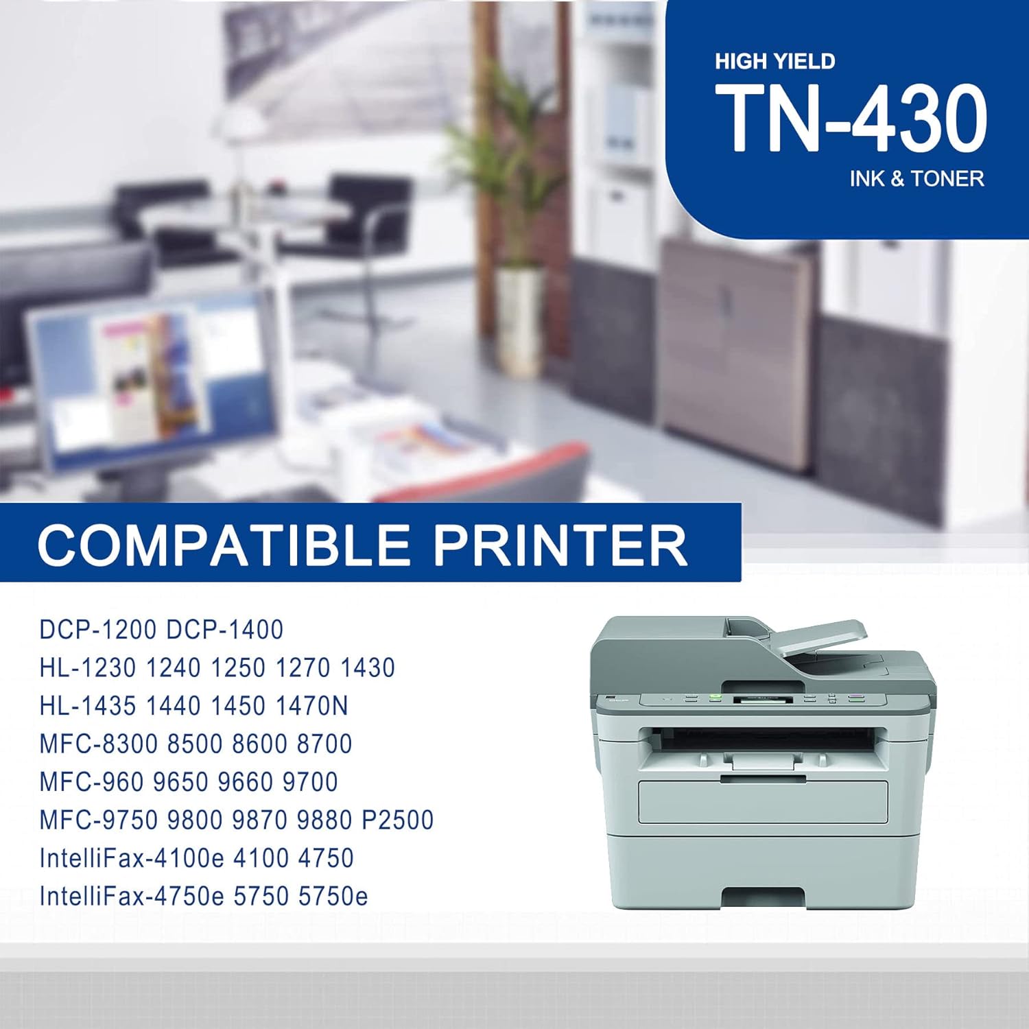 1-Pack Black TN430 Toner Cartridge: Compatible TN430 TN-430 Replacement for Brother DCP-1200 1400 HL-1230 1240 1470N 8300 MFC-9650 9700 9750 9800 9870 9880 P2500 IntelliFax-4100 4750 4750e Printer