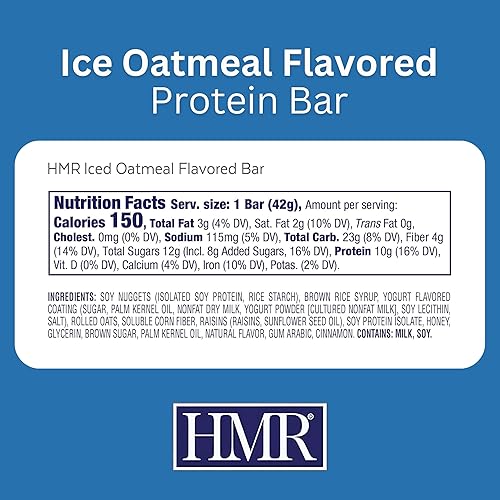 Miniatura 2 de HMR Bar, Barra de proteína de avena helada  Snack nutritivo para apoyar el mantenimiento del peso  Postre bajo en calorías  0.35 oz de proteína  24