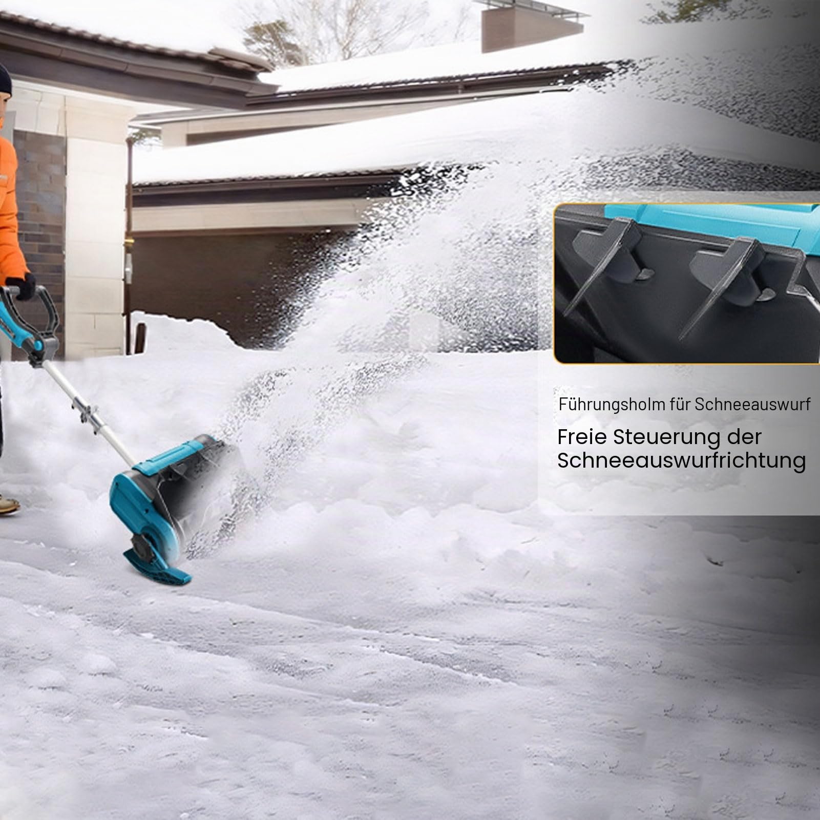YWBL-WH Leichte Schnurlose Schneeschaufel, 300 Pfund Schnee Min, 16 Zoll Reinigungsbreite, 3 Richtungseinstellung, Batterieantrieb, Geeignet für BL1815 BL1820 BL1830 Geeignet
