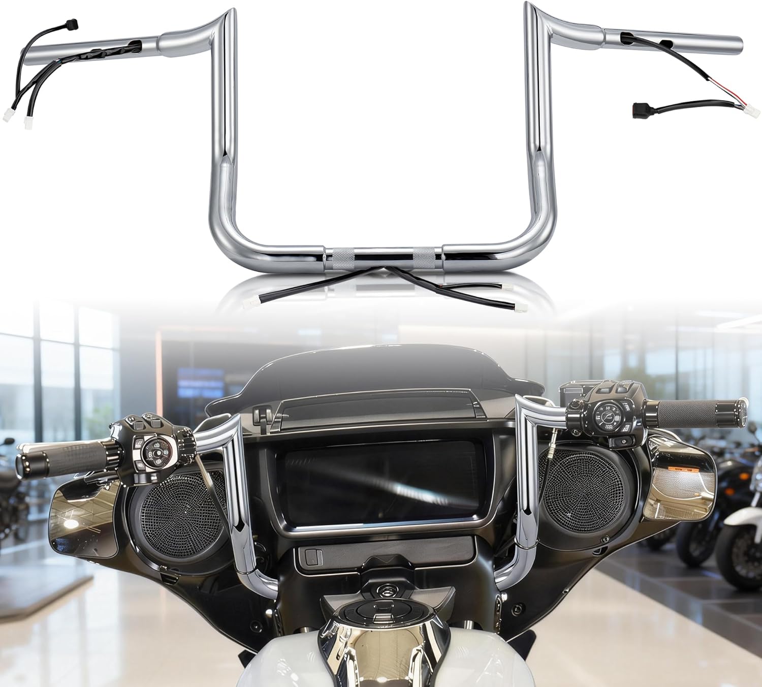 12" Street Glide Prewired handlebar 1.25" Ape Hanger for 2023-later CVO Street Glide FLHXSE & 2024-later Street Glide FLHX models, Chrome