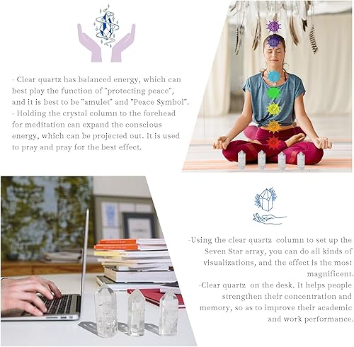 Miniatura 3 de Apengshi Torre de cristal curativo de cuarzo transparente de 2.75-3.14 pulgadas, varita de degauss de cristal transparente, piedra gema natural, 6