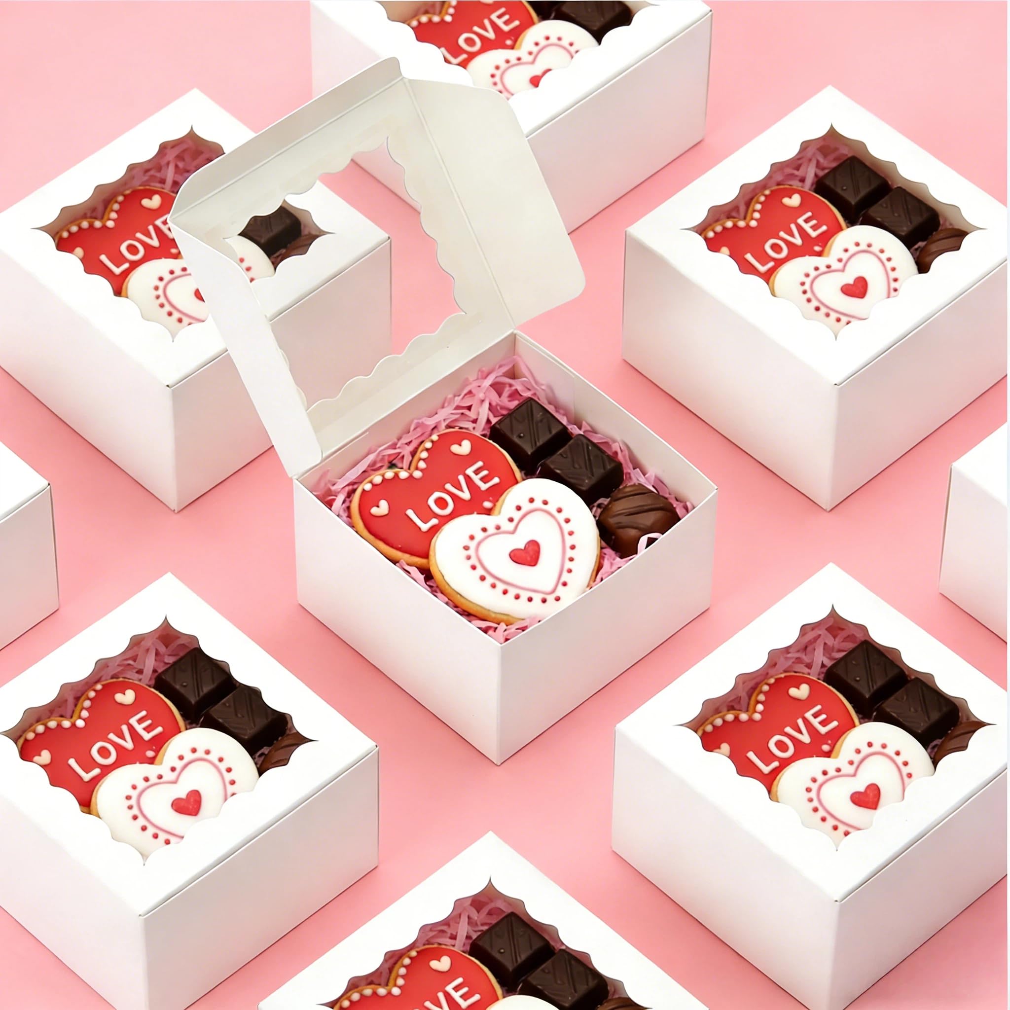 Amazon.com: XINHPKGG 50pcs Cookie Boxes 4x4x2.5 Inch Bakery Boxes
