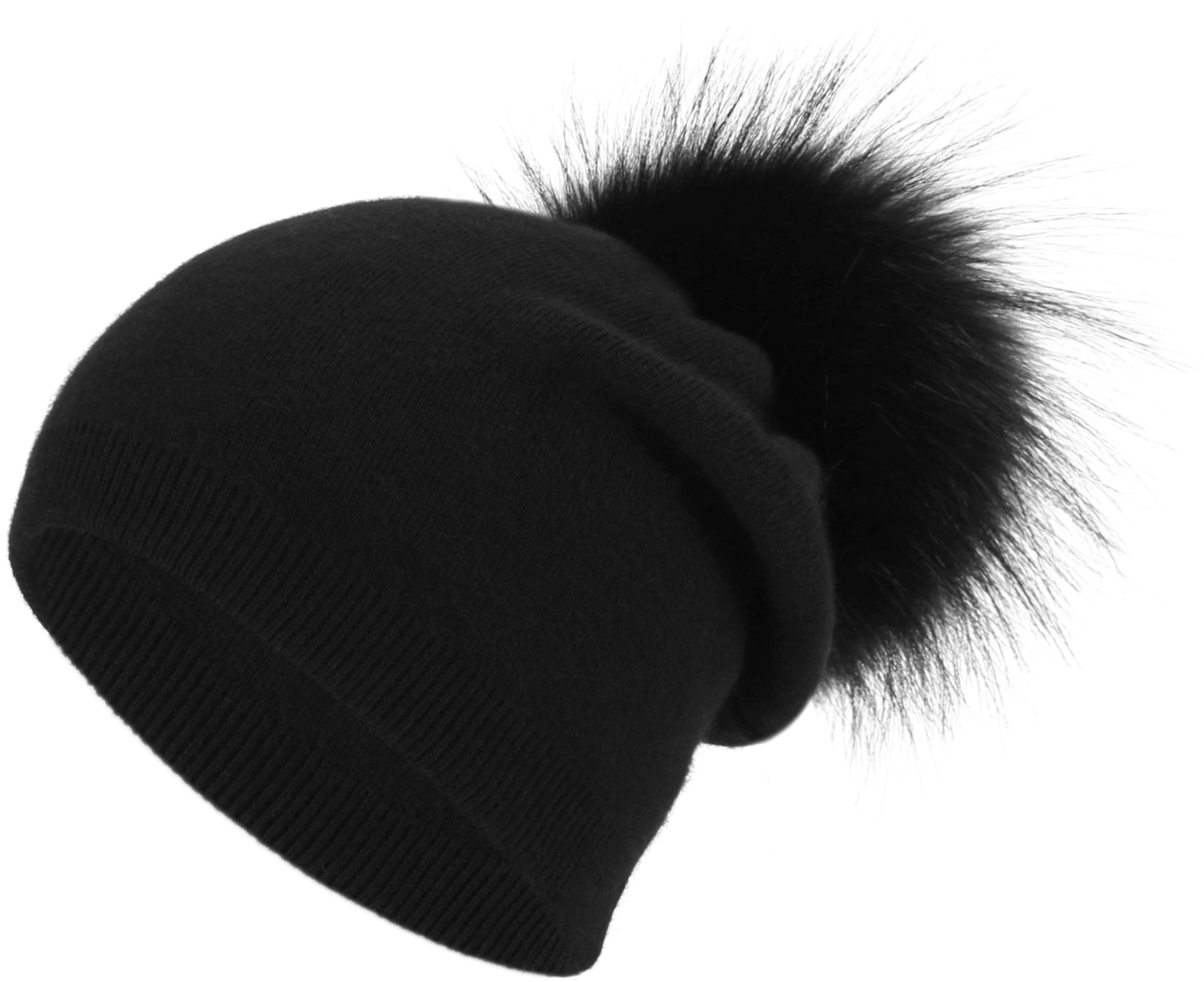 Real Fur Pom Pom Beanie