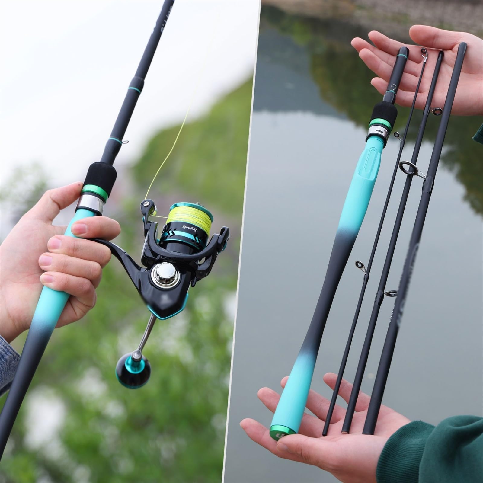 ZHFytsh-0668 Fishing Poles 1.8m Fishing Rod 4 Section Carbon Fiber Blue Fishing Pole Portable Rods Rod Carp Fishing Rod Fishing Rod and Reel Combos : Sports & Outdoors