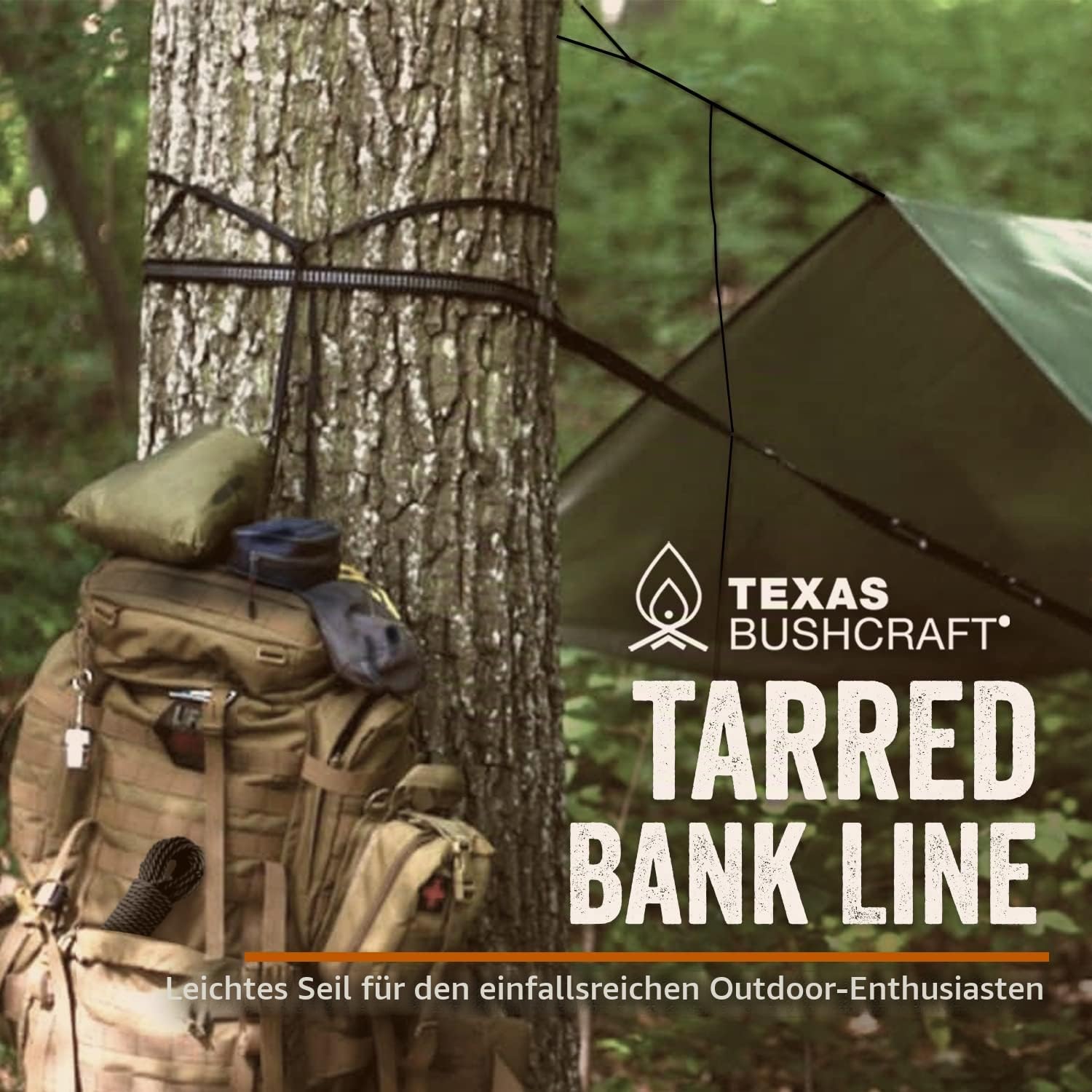 Texas Bushcraft Tarred Bankschnur-Schnur – #36 Schwarze Nylonschnur zum Angeln, Camping und Überleben im Freien – Starke, wetterbeständige Bankschnur-Seil für Trotline (1/4 Pfund, gedreht)