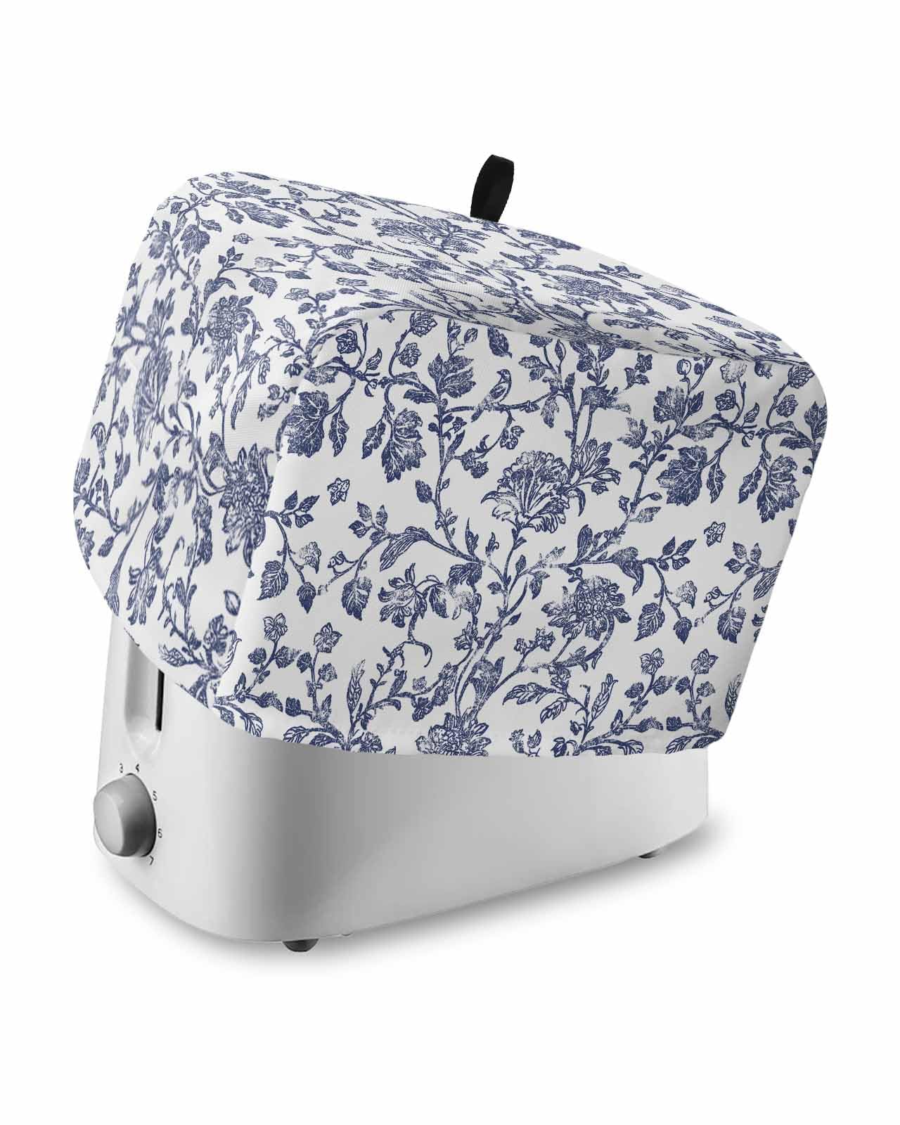 Toaster Cover 4 Slice Navy Blue Pastoral Flower Toaster Oven Cover with Pockets Farmhouse Floral Bakeware Protector Small Kitchen Appliance Dust Covers and Fingerprint Protection Decor
