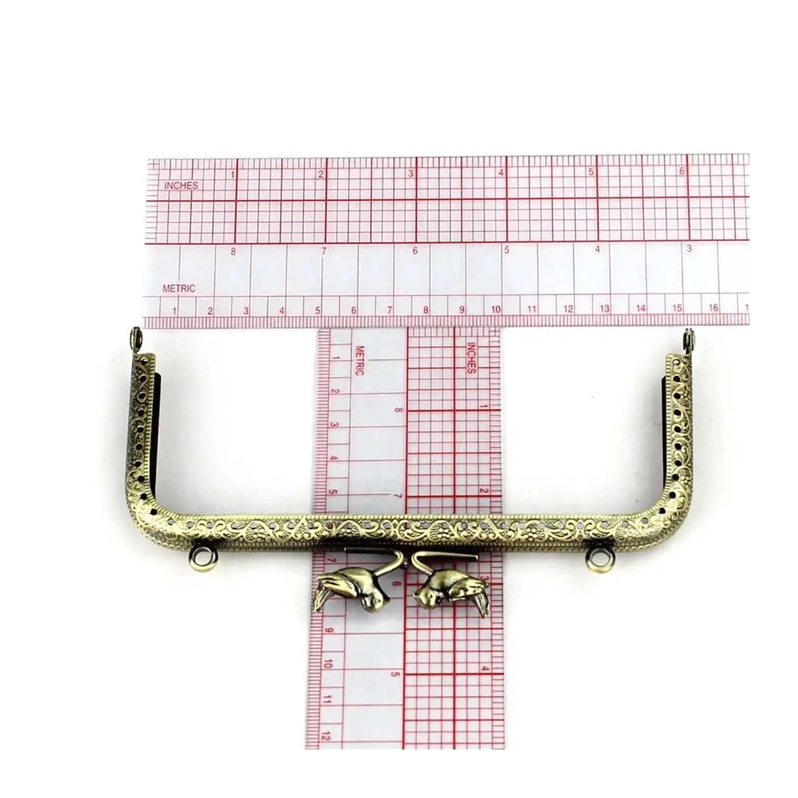 10 unids/lote 15cm antiguo bronce cuadrado pájaro cuenta Metal monedero marco tallado beso cierre DIY bolso accesorio