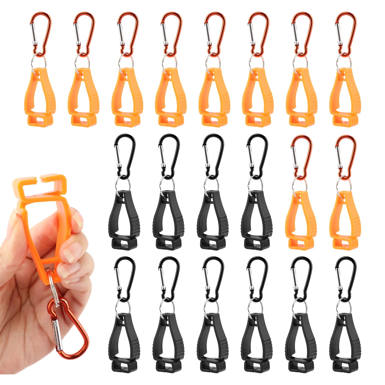 20 clips para guantes de trabajo, clip de seguridad de trabajo, gancho de seguridad para el trabajo, agarrador de guantes, cinturón, gafas, cascos, gancho de abrazadera (10 unidades, negro, 10