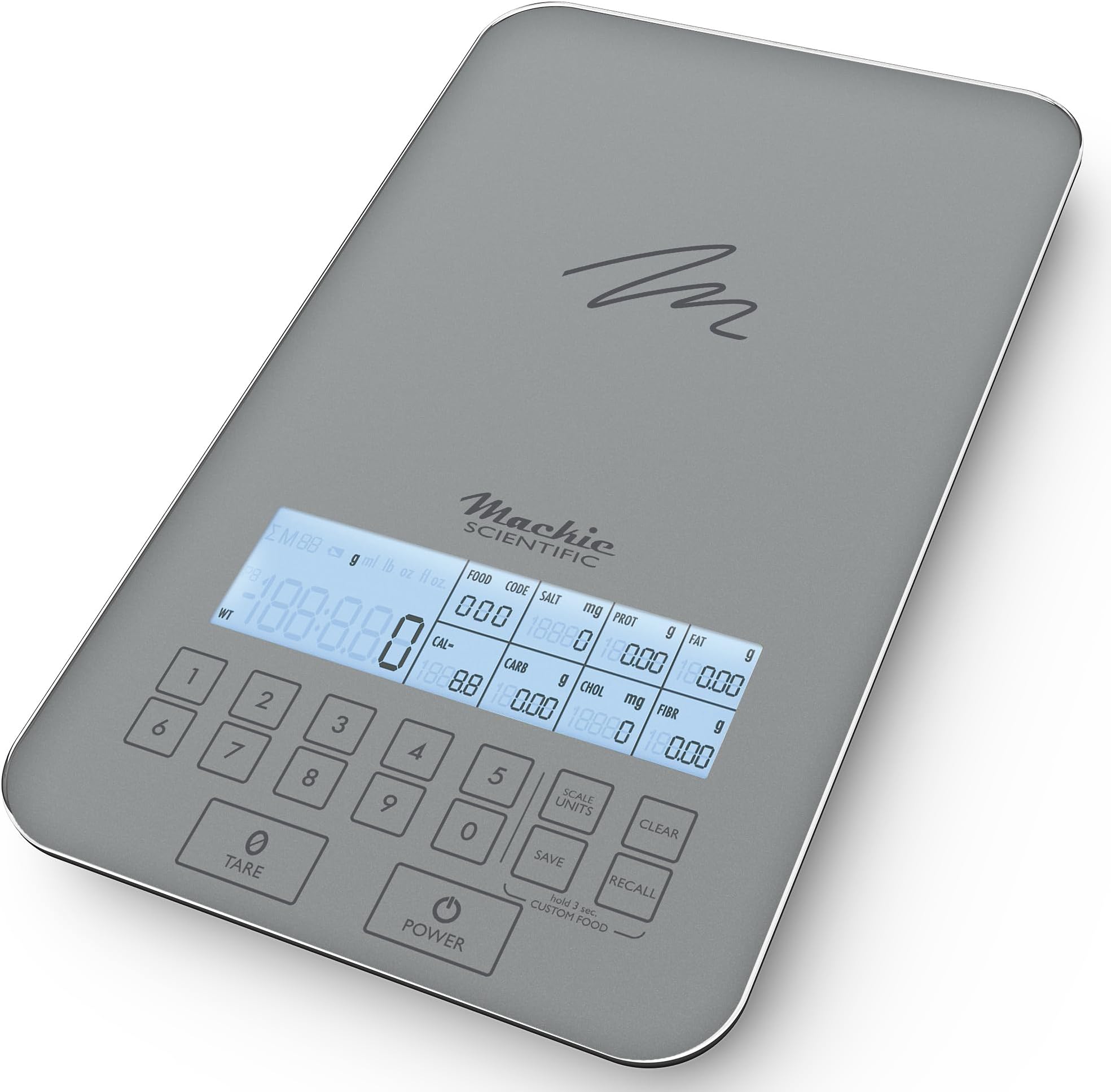 NutraTrack™ Food Scale with Nutrition Calculator, Standalone Calorie Scale for Meal Prep Weight Loss, 999 Pre-Loaded & 999 Custom Food Codes Compact Kitchen Scale Battery Operated 11lb Capacity Silver