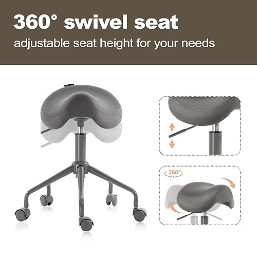 Vista 30 de Taburete hidráulico giratorio 503 de altura ajustable para clínica, enfermería, spas, salones de belleza, dentistas, oficina en casa