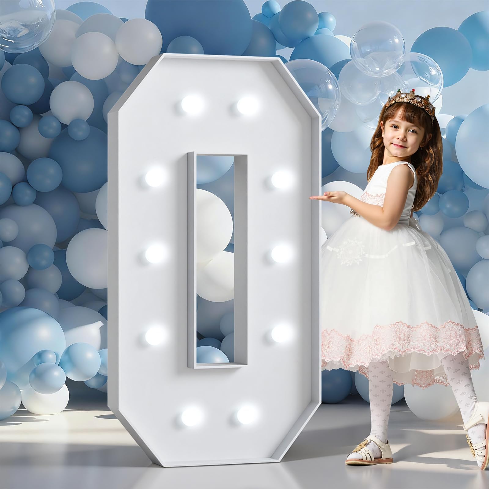 imprsv 4FT Light Up Numbers Large 10th 20th 30th Birthday Decorations Anniversary Decorations Party Decor Neon Sign Foam Board Marquee Numbers 0 Balloon Arch Backdrop โ image 1