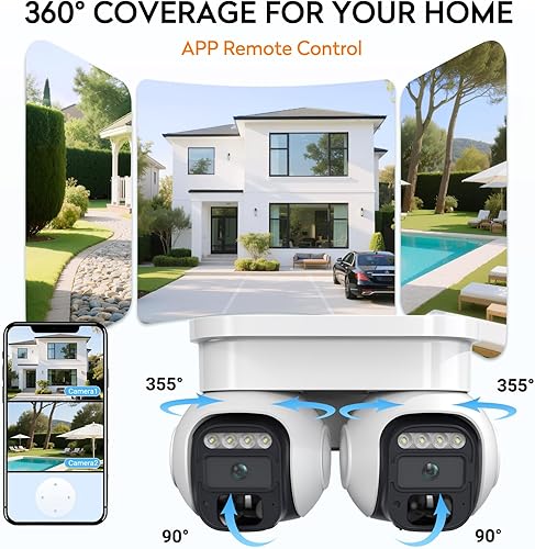 Miniatura 4 de Cámara de seguridad solar celular 4G LTE inalámbrica para exteriores, sin WiFi, doble lente de visión en vivo de 360, visión nocturna a color 2K,
