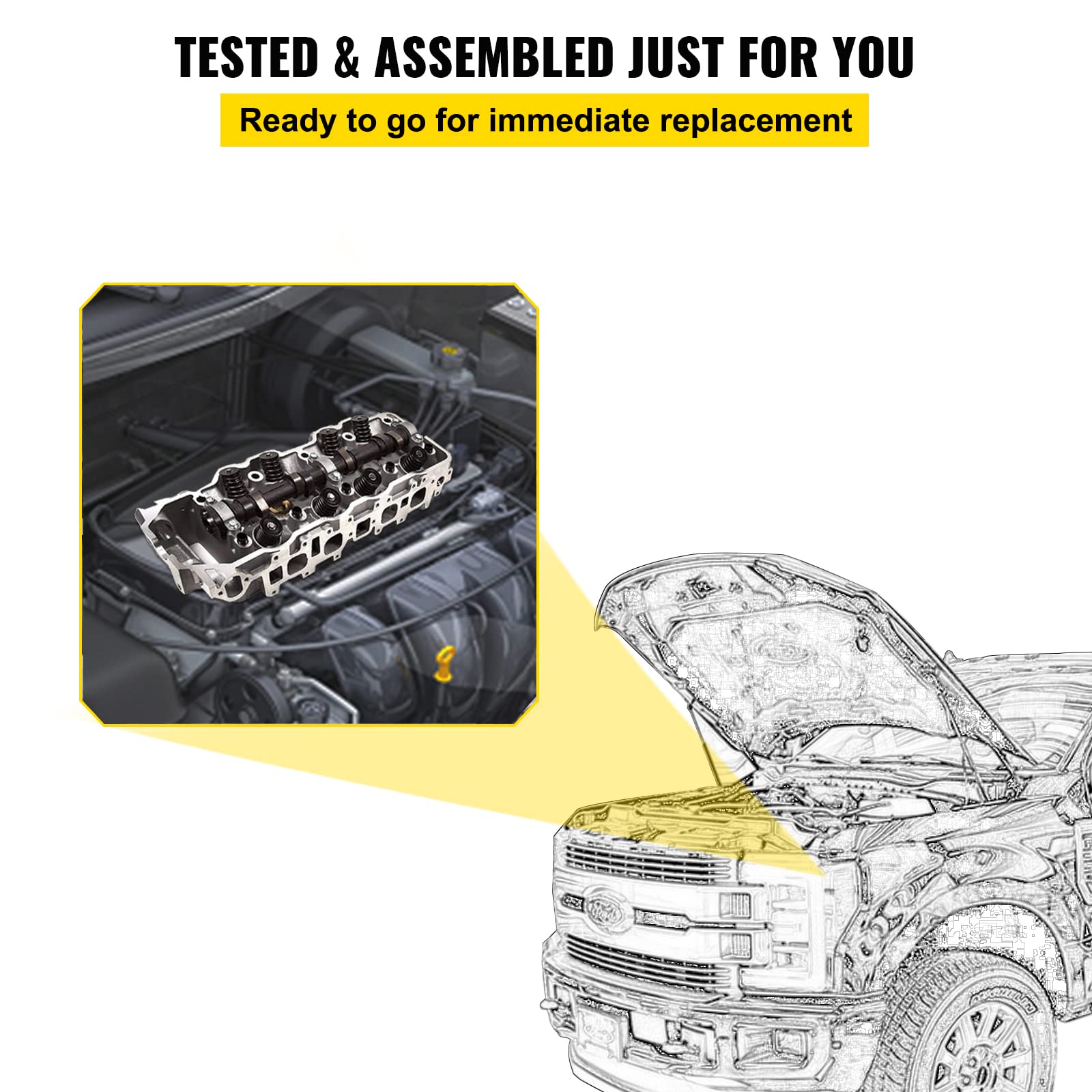 VEVOR Kit testa cilindro completo per Pickup per motore 2,4 L SOHC 22R 22RE 22REC