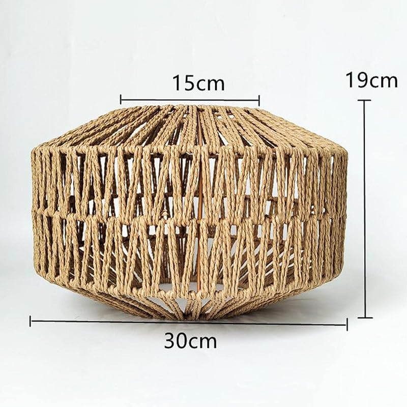 MagiDeal Fonott Papír Lámpaernyő 30x19cm - Kerek Függőlámpa Búra Nappali, Étkező, Hálószoba Dekorációhoz - Klasszikus Rusztikus Stílus - Vil