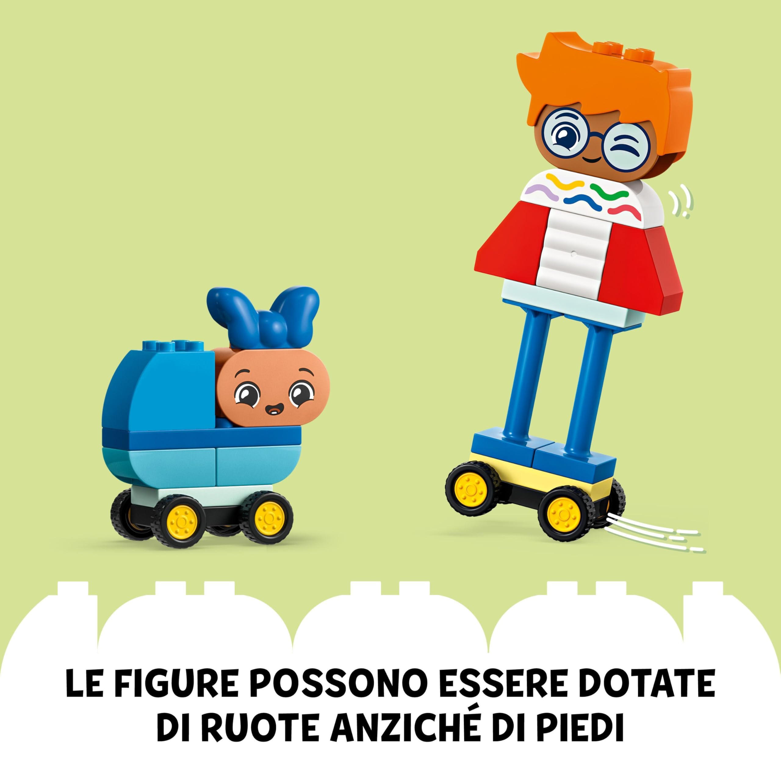 LEGO DUPLO Town Persone da Costruire con Grandi Emozioni - Gioco per Bambini e Bambine da 3 Anni per la Motricità Fine - Include 71 Mattoncini per Personalizzare 5 Personaggi - Idea regalo - 10423