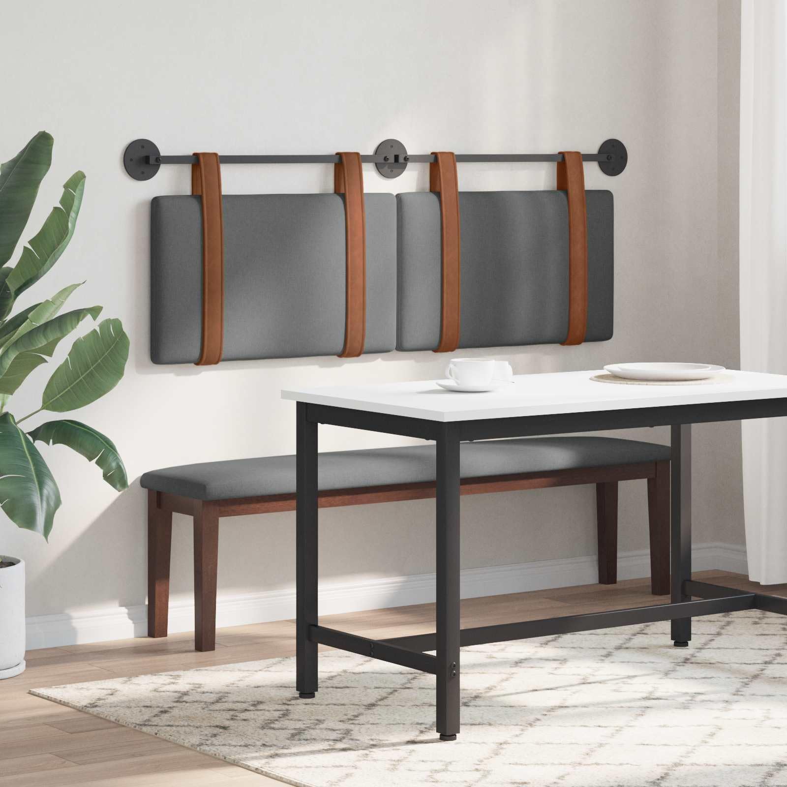 Cabecero colgante gris oscuro de poliuretano antiguo con acolchado suave, 150 x 55 x 5 cm, montaje en pared, juego de 2, versátil para dormitorio, habitación de invitados, cama doble