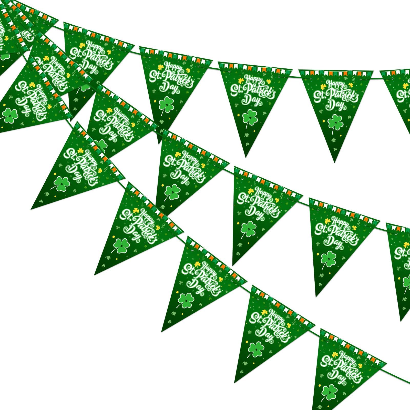 – St Patricks Day Bunting-St Patrick'S Day Decorations,Outdoor Waterproof Resuable Triangle Banner Flag for Party Wall Door Garden Easy To Hang Traditional Irish Festival Decor Clover Party Flags(10m)