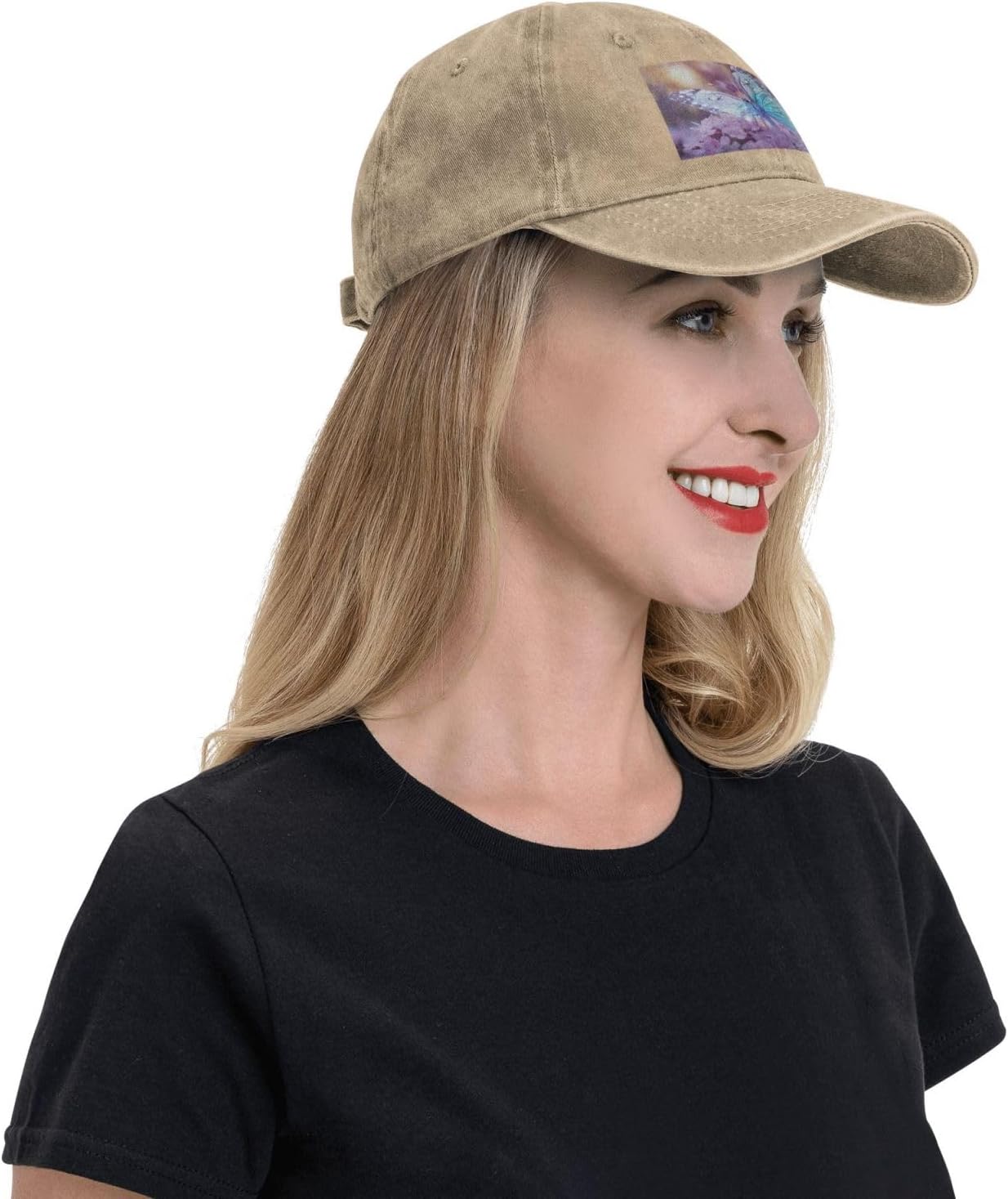 Blue Butterfly Print Cowboy Hat Personalized Baseball Cap Fashion Hat Cap Funny Gifts for Women Men