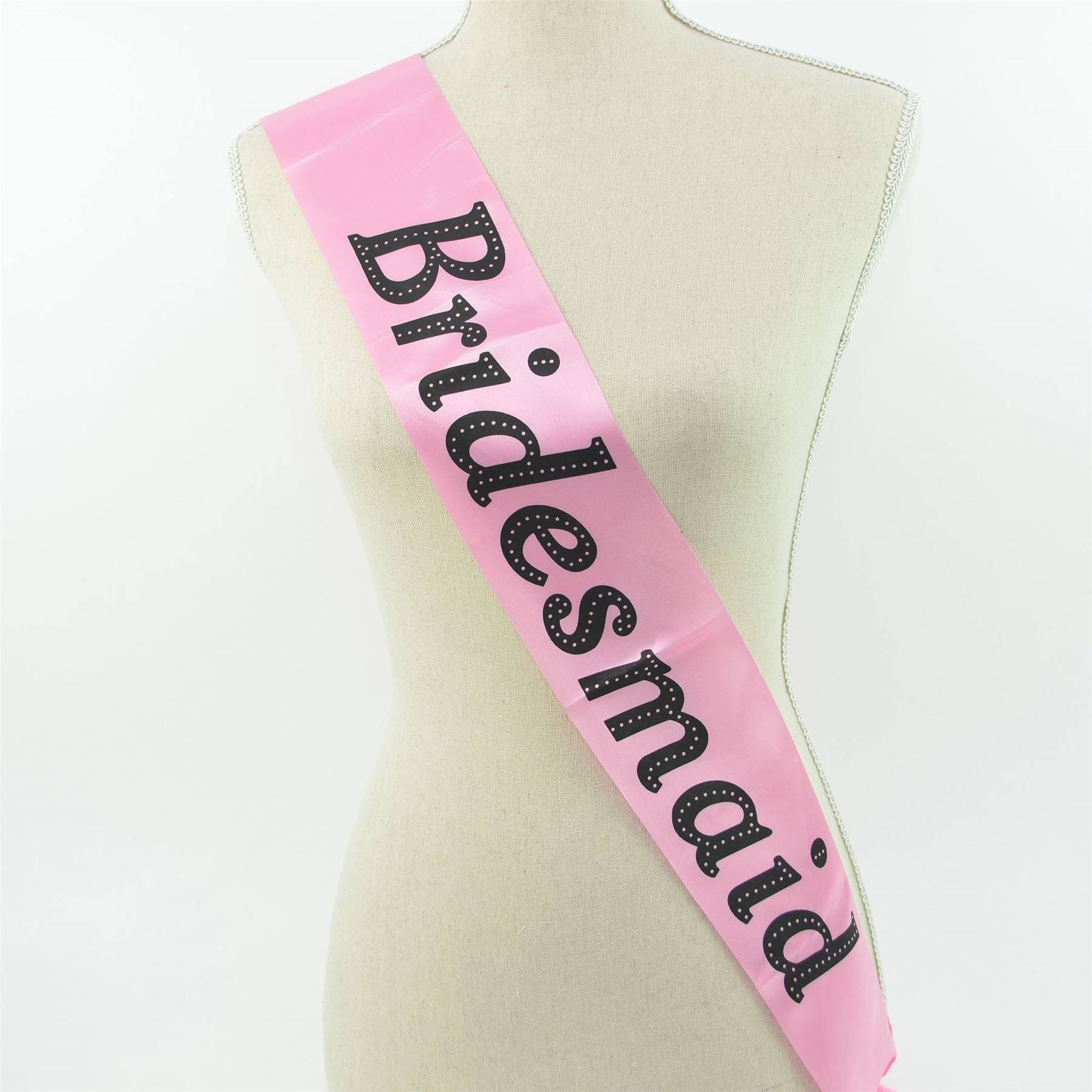 Brautjungfern-Schärpe „Shash“ – Pink/schwarz, Satin, Für Junggesellinnenabschied & Hochzeit, Einheitsgröße, 22 Cm