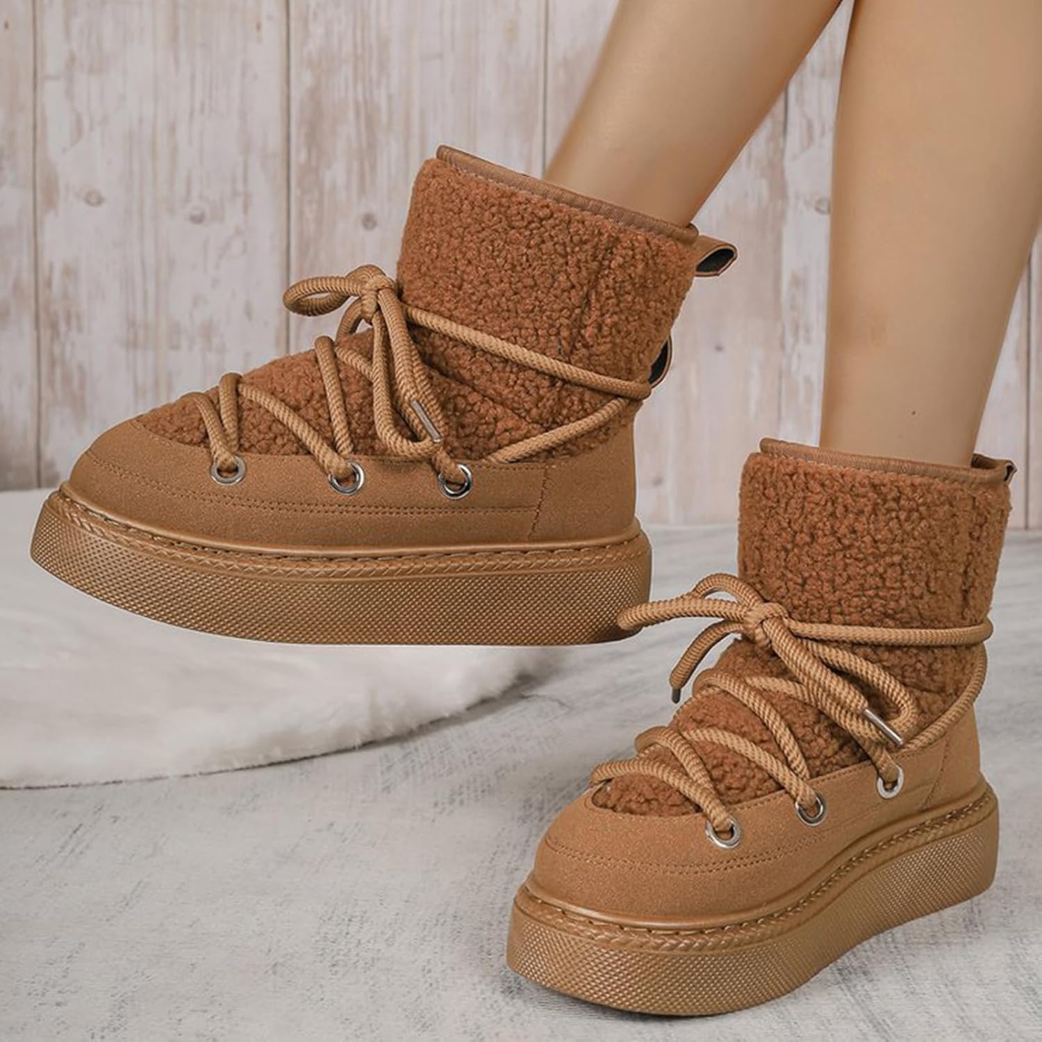 Women's Snow Boots With Fur Lining, Warm Ankle Boots, Soft And Comfortable Outdoor Walking Boots, Cold-Resistant Platform Shoes - Image 3