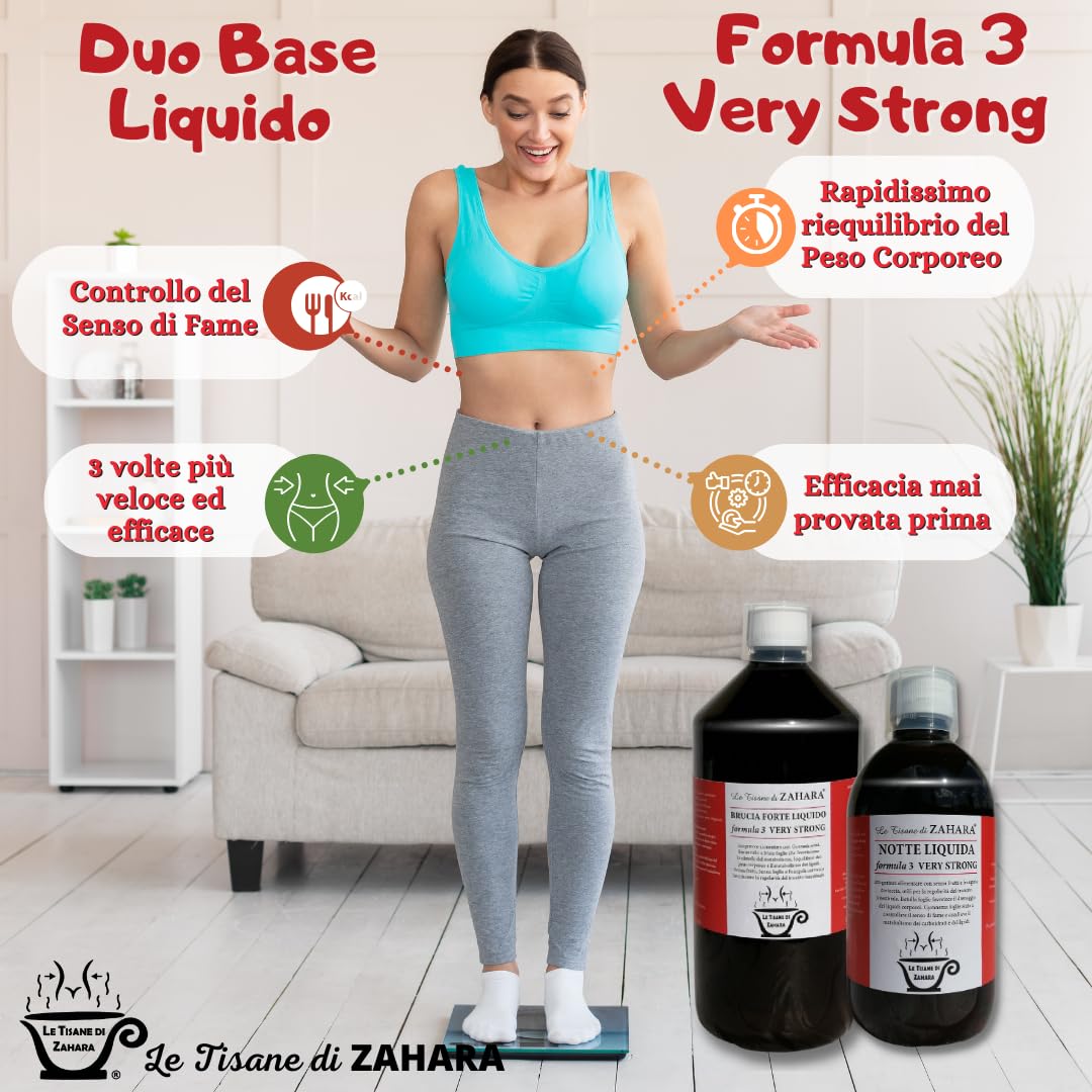Trio Very Strong Formula 3 con Aloe, Drenante Forte per Donna e Uomo, Kit con Brucia Forte Liquido, Notte Liquido Formula 3 Strong e Depur Slim Aloe, Aiuta Pancia e Gambe Gonfie