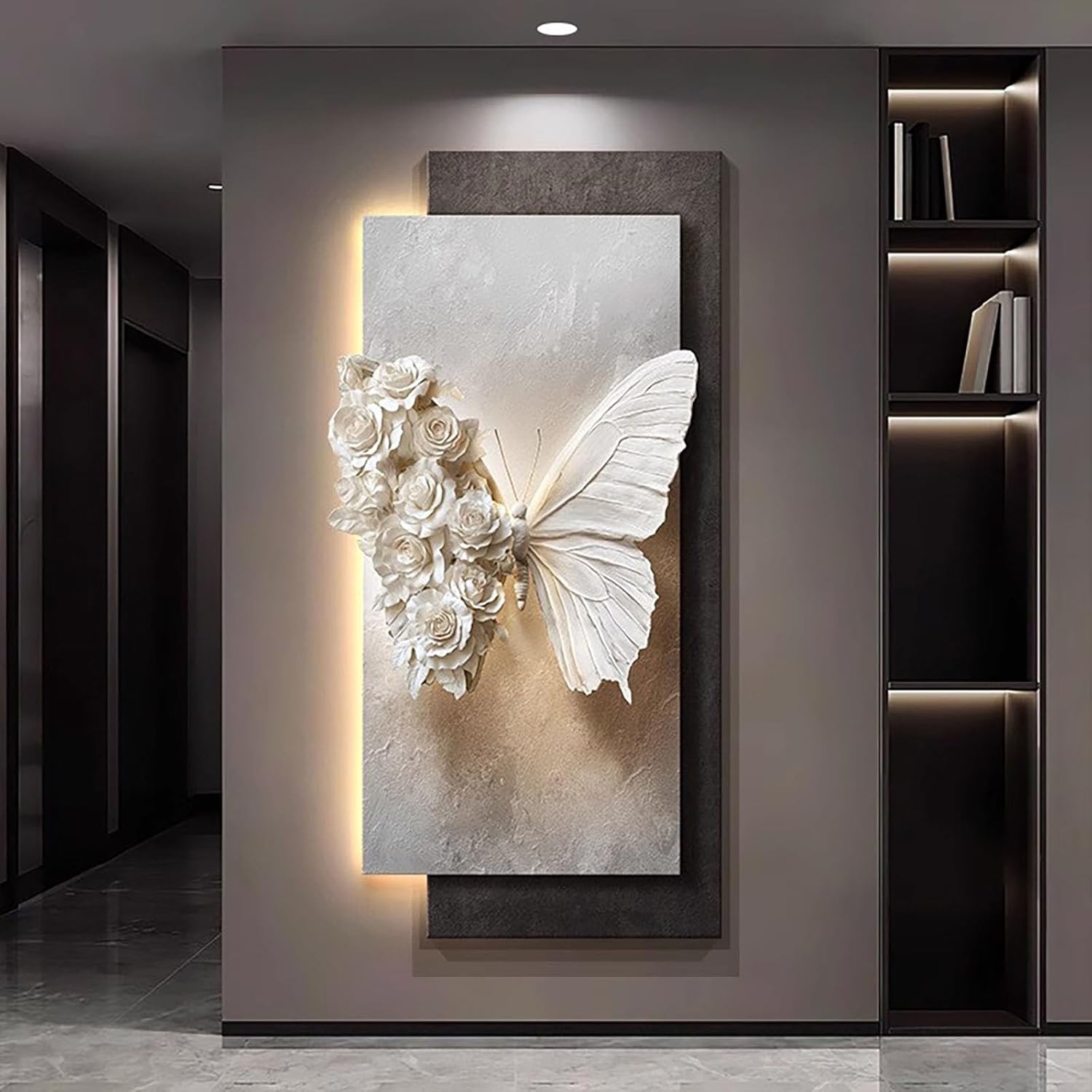 Landscape LED Wall Art with Light, Hanging Modern 3D Wall Art Decor, for Living Room Bedroom Hallway Entrance Home Interior(A,50x100cm/19.6x39.3in)