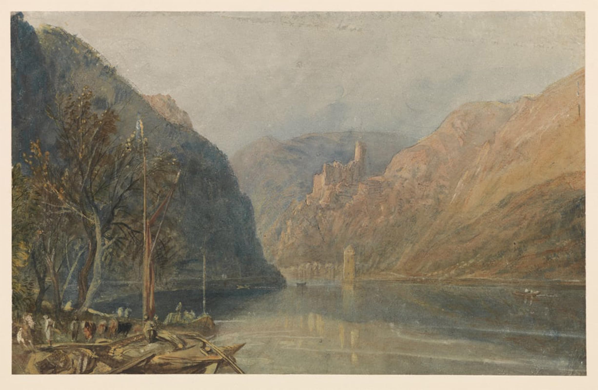 SERENDIPITP Abstract Painting Mural Print Picture Wall Decor Painting St Goarshausen and Katz Castle by Mallord William Turner Vintage Wall Artwork for Home Decor 60x90cm