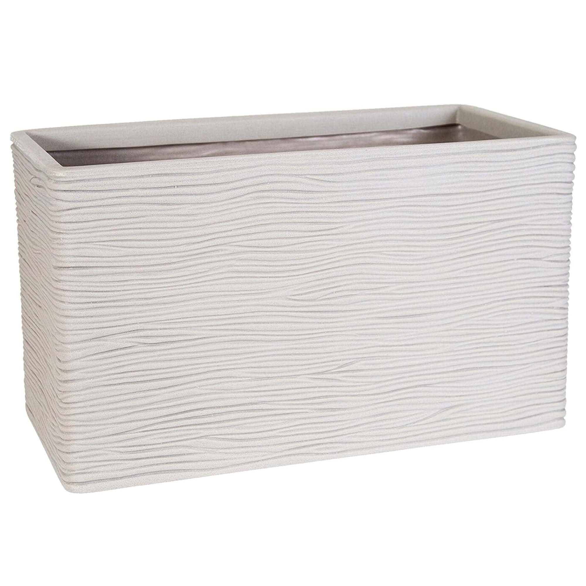 Pluto Packaging Home Garden Patio Light Grey Amalfi Stone Effect Long Trough Flower Planters (2)
