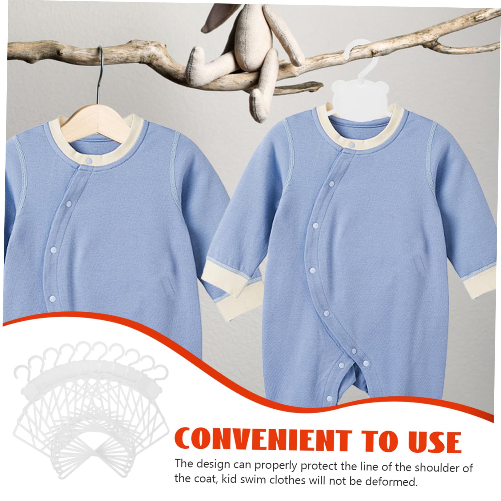 ULTECHNOVO 40 Piezas Perchas Infantiles de Plástico para Ropa y Bañadores Diseño Resistente y de Espacio para Ropa de Niña y Recién Nacidos