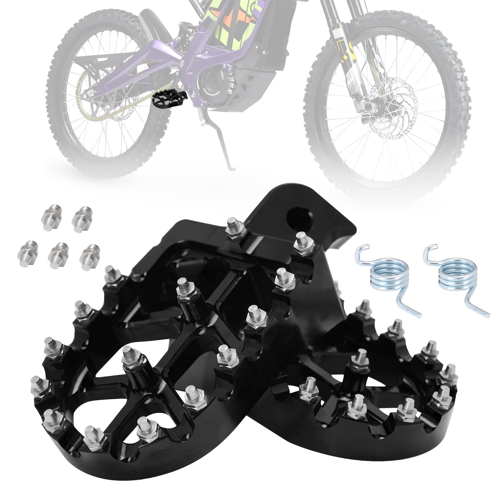 Motorrad Fußrasten Breite Fußrasten Auflagen Pedale für Surron Sur Ron Light Bee X S LBX ERide Pro SS 2.0 3.0 E-Ride Pro SR/S Elektro Ebike Dirt Pit Bike Schwarz