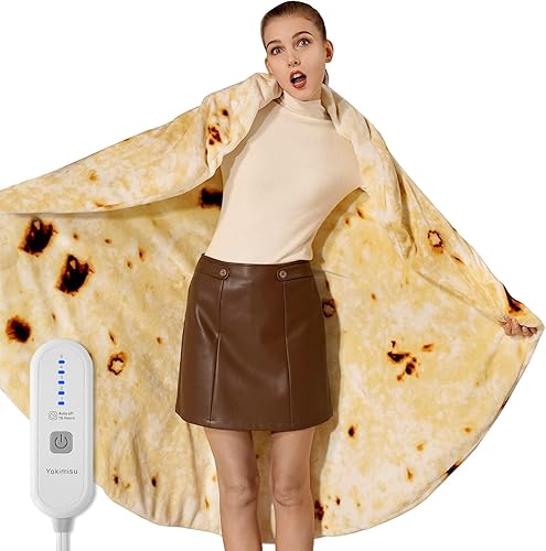 Yokimisu Manta eléctrica de franela suave de doble cara calentamiento rápido 5 niveles de calefacción y apagado automático de 10 horas certificado