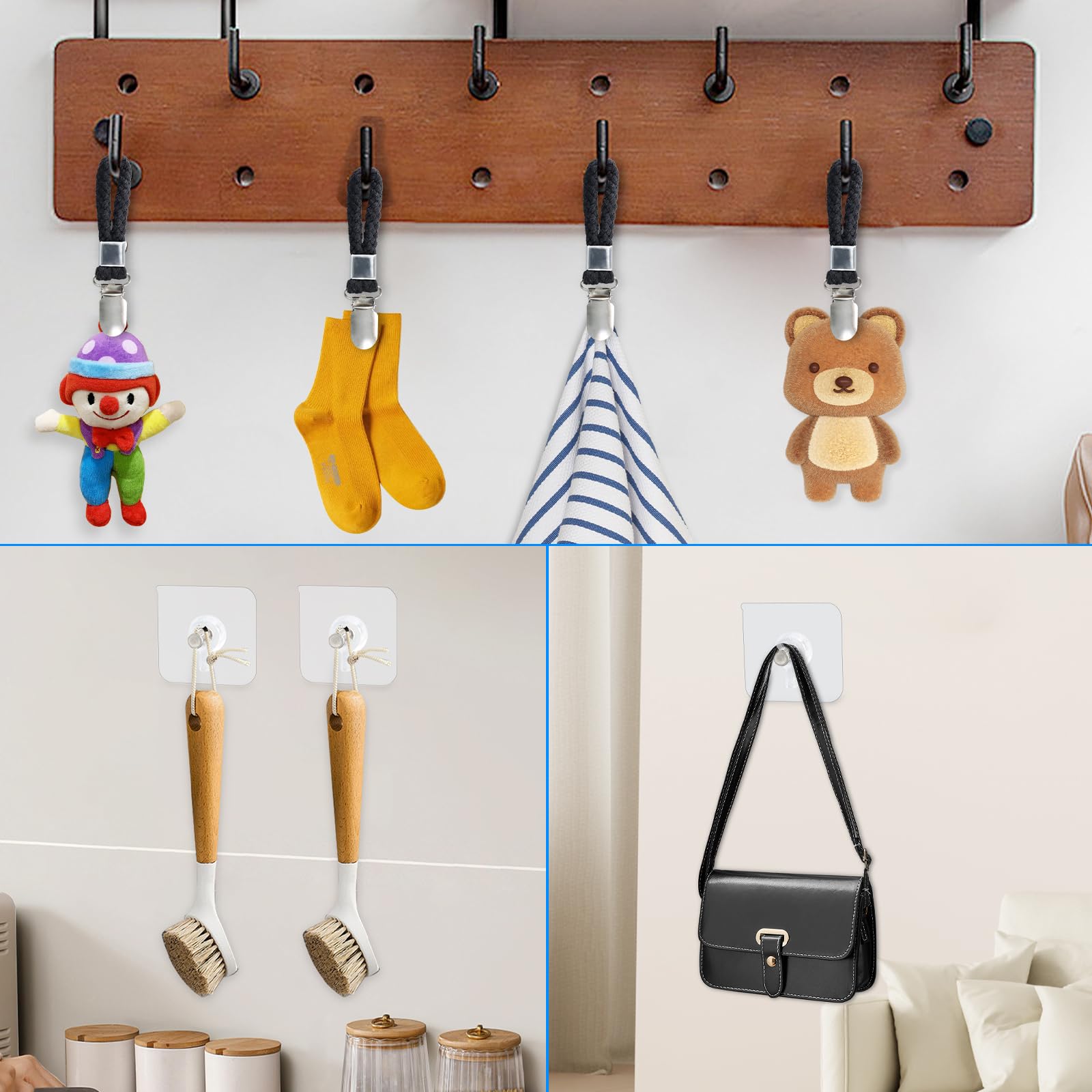 6 Pezzi Gancio a Clips per Strofinacci da Tè, Portasalviette, Appendi Asciugamani Cucina, Clips per Asciugamano, Adatto per Appendere Asciugamani, Strofinacci, Panni, Guanti, Nero