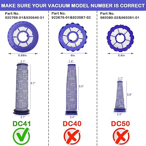 Miniatura 2 de Lemige Filtros de vacío de repuesto para Dyson DC41 DC65 DC66 UP13 UP20 UP30 Animal, Multi Floor y Ball Animal 2 & 3 Aspiradoras, Parte 920769-01 y