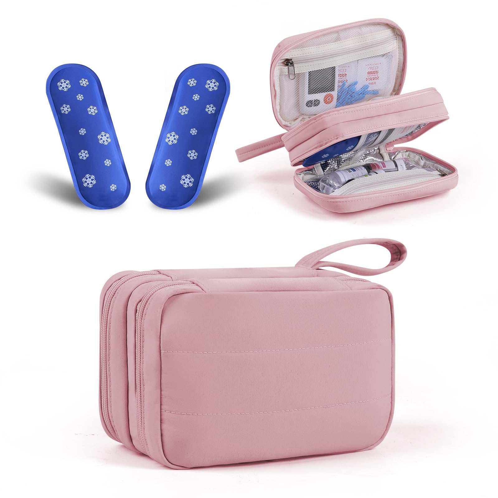 Diabetes Travel Bag with 2 Ice Pack, Insulin Cooler Travel Case