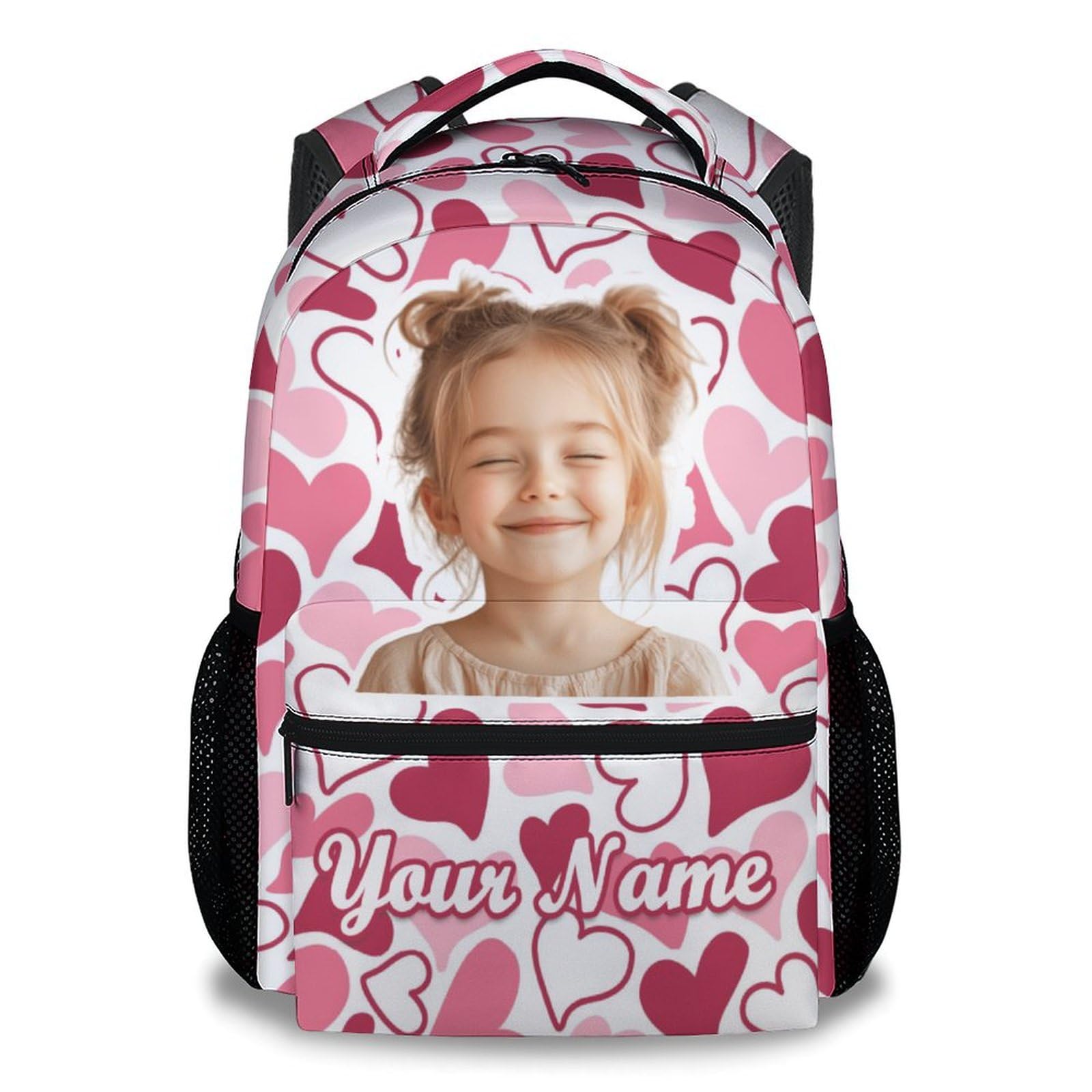 UNIKITTY Custom Backpack - Girls Bookbag for School - Personalized Your Photo/Face/Pet Pictures - 17 Inch Kids Back Pack with Name - Boys Back to