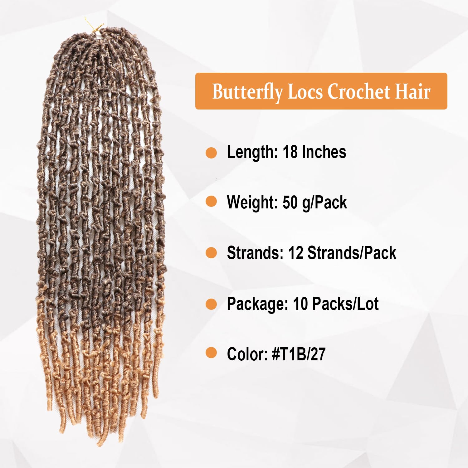24inch Butterfly Locs Crochet Hair 10 Packs Pre Looped Distressed Locs Crochet Braids Long Butterfly Locs (T27, 18 Inch (Pack of 10)) - Image 2