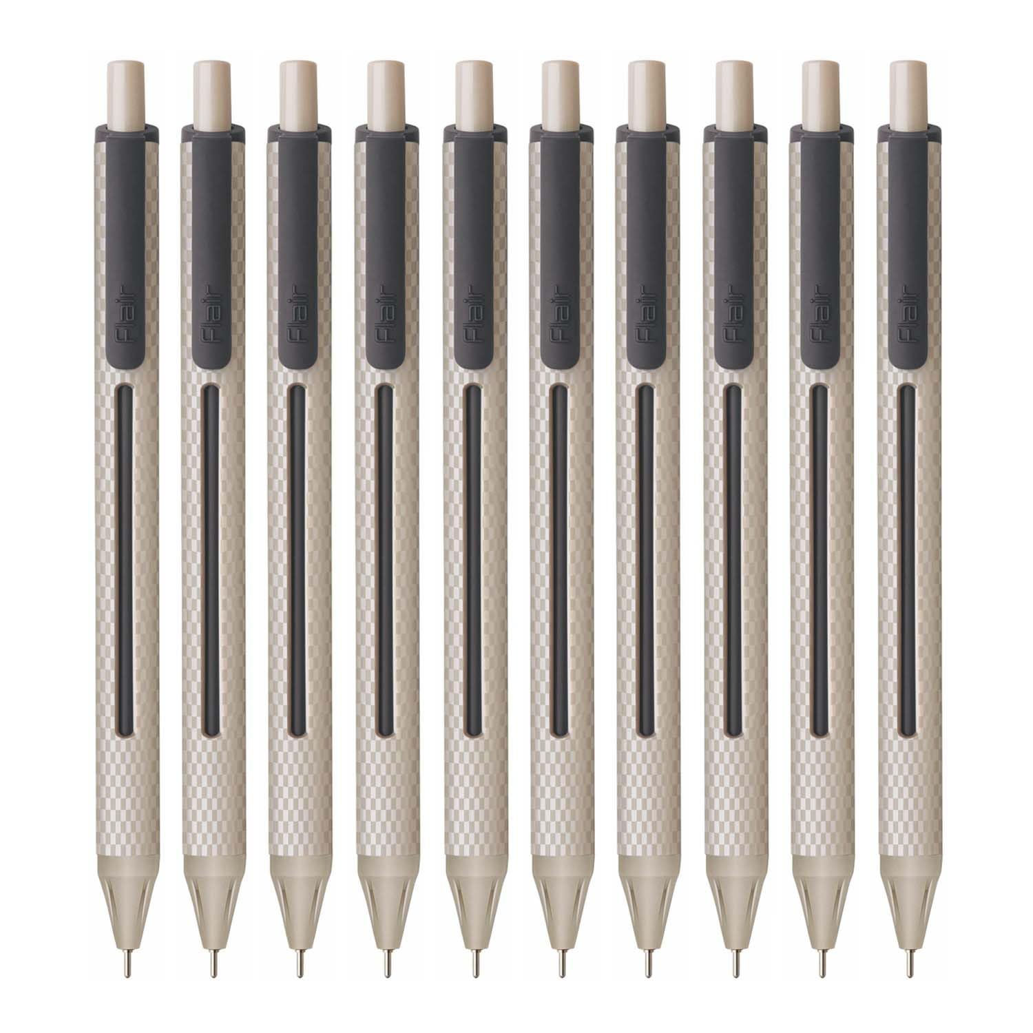 FLAIR Yolo Clickers Retractable Ball Pen | Light Weight Sleek Body With Smooth Performance | Low-Viscosity Ink For Smudge Free, Fine & Smooth Writing | Black Ink, Pack Of 20