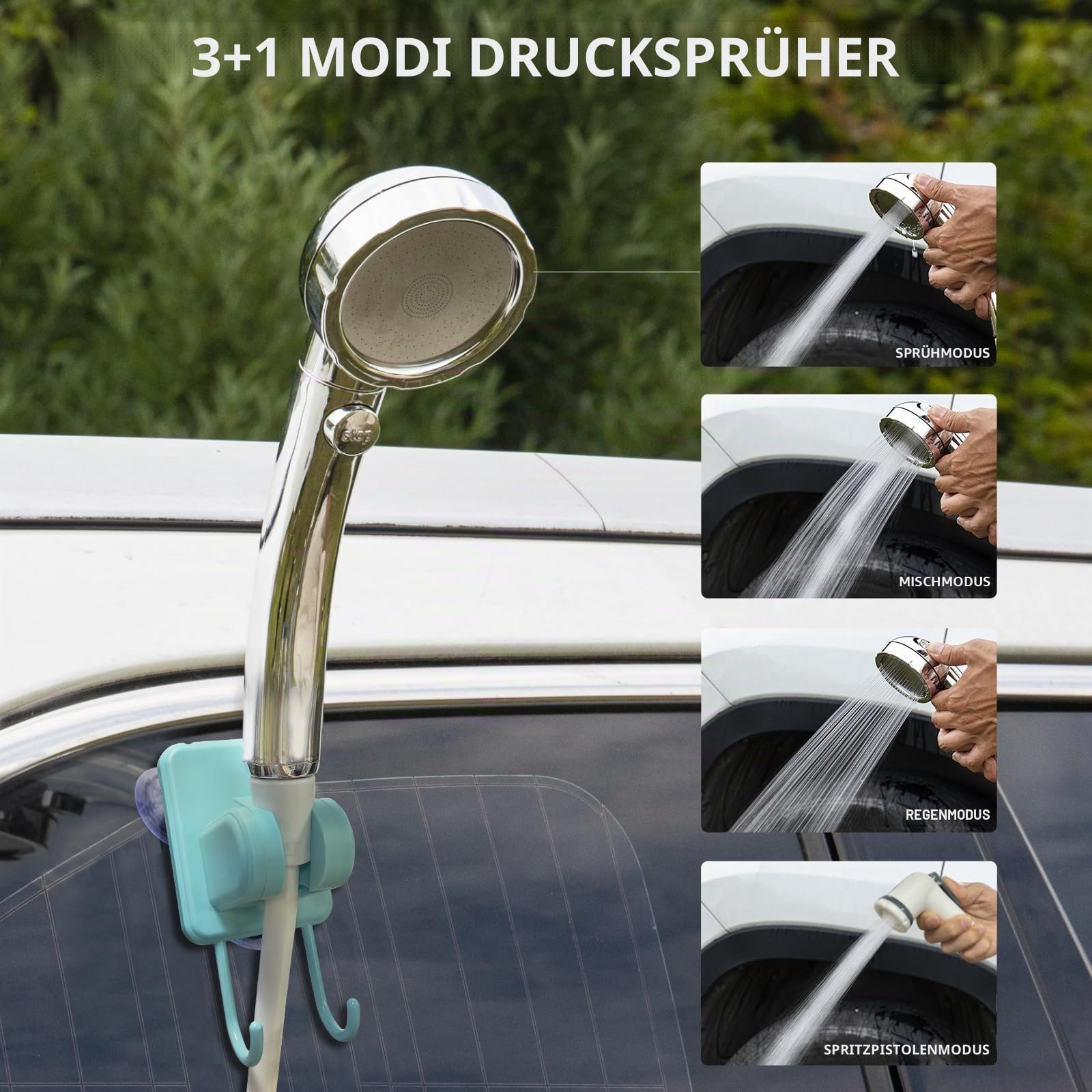 Camping Dusche Set mit Duschzelt, Elektrischer Akku Duschpumpe (4500mAh), 25L Faltbarer Wassereimer & LED Licht – Tragbare Outdoor Dusche für Camping, Strand, Garten & Haustiere (Blau)